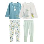 Petit Béguin Lot de 2 pyjamas enfant 2 pièces en velours avec pieds retroussables Oscar. Coloris disponibles : Bleu