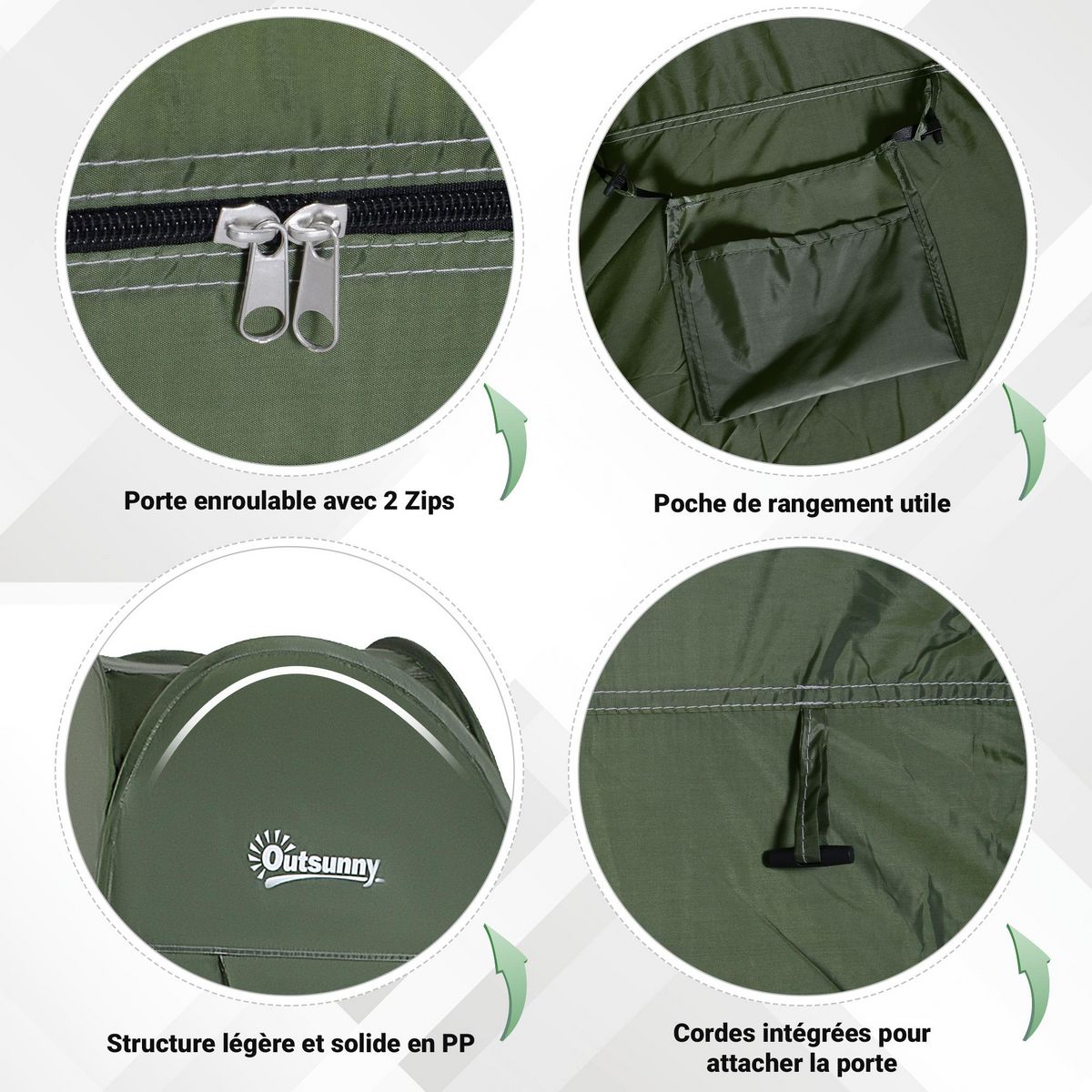 OUTSUNNY Tente de douche pliable pop-up automatique instantanée cabinet de changement camping polyester vert