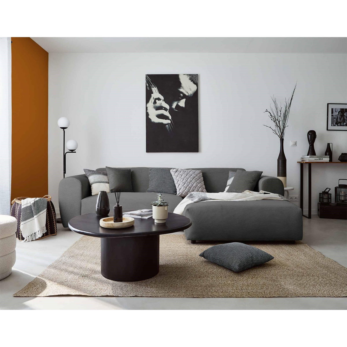 LISA DESIGN Aumance - canapé d'angle droit 4 places - en velours côtelé