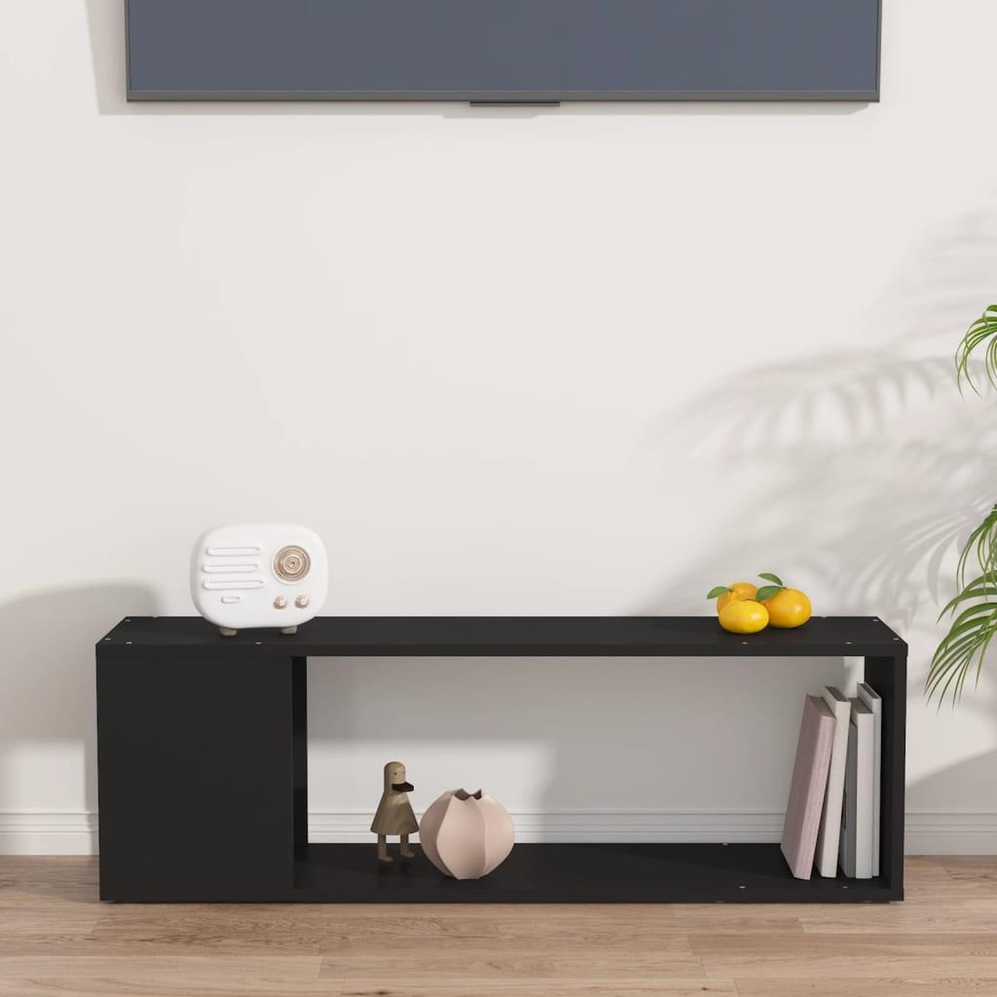 Voir la diapositive 5 : VIDAXL Meuble TV Noir 100x24x32 cm Bois d'ingenierie