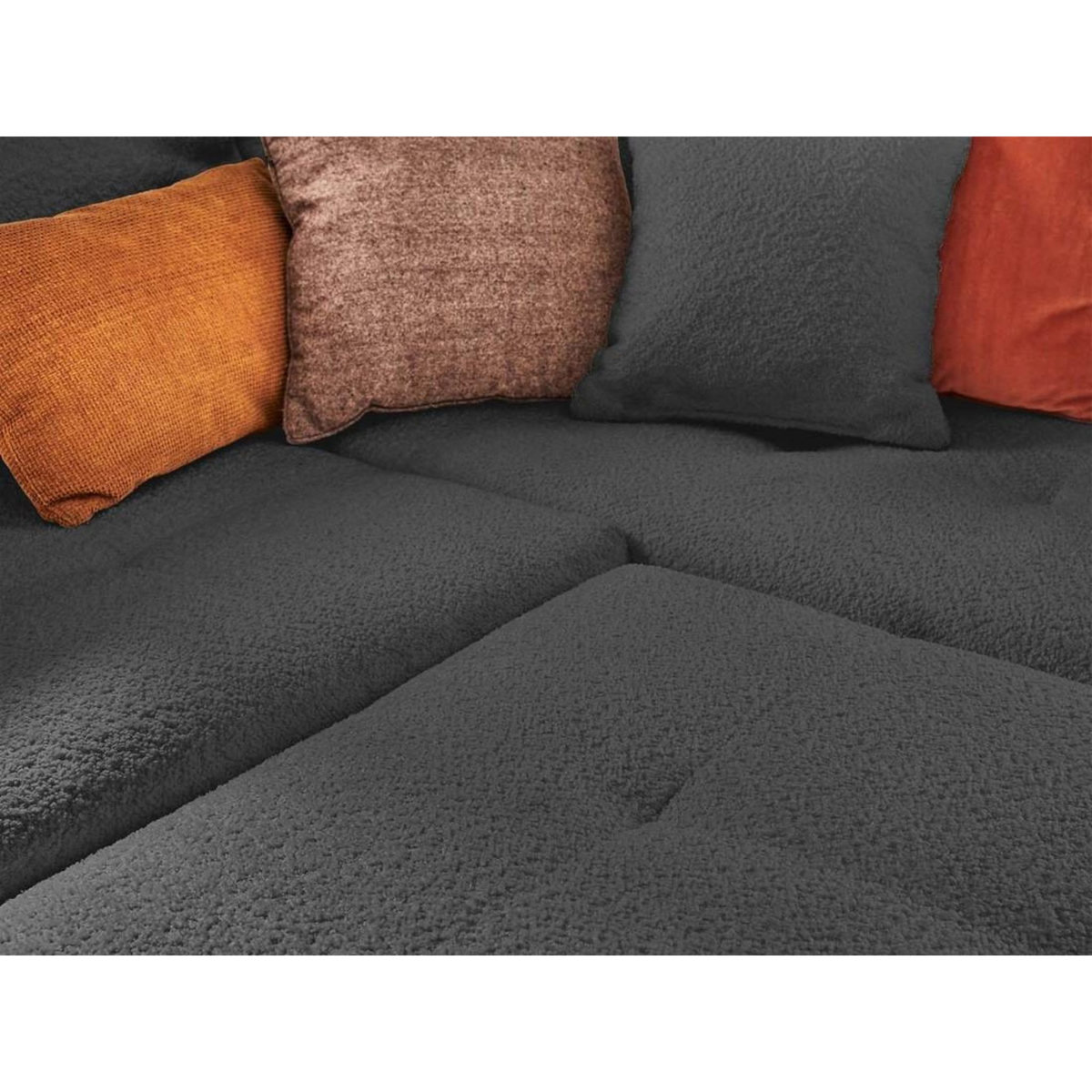 LISA DESIGN Rune - canapé d'angle droit - 4 places - avec pouf d'appoint - en tissu bouclette