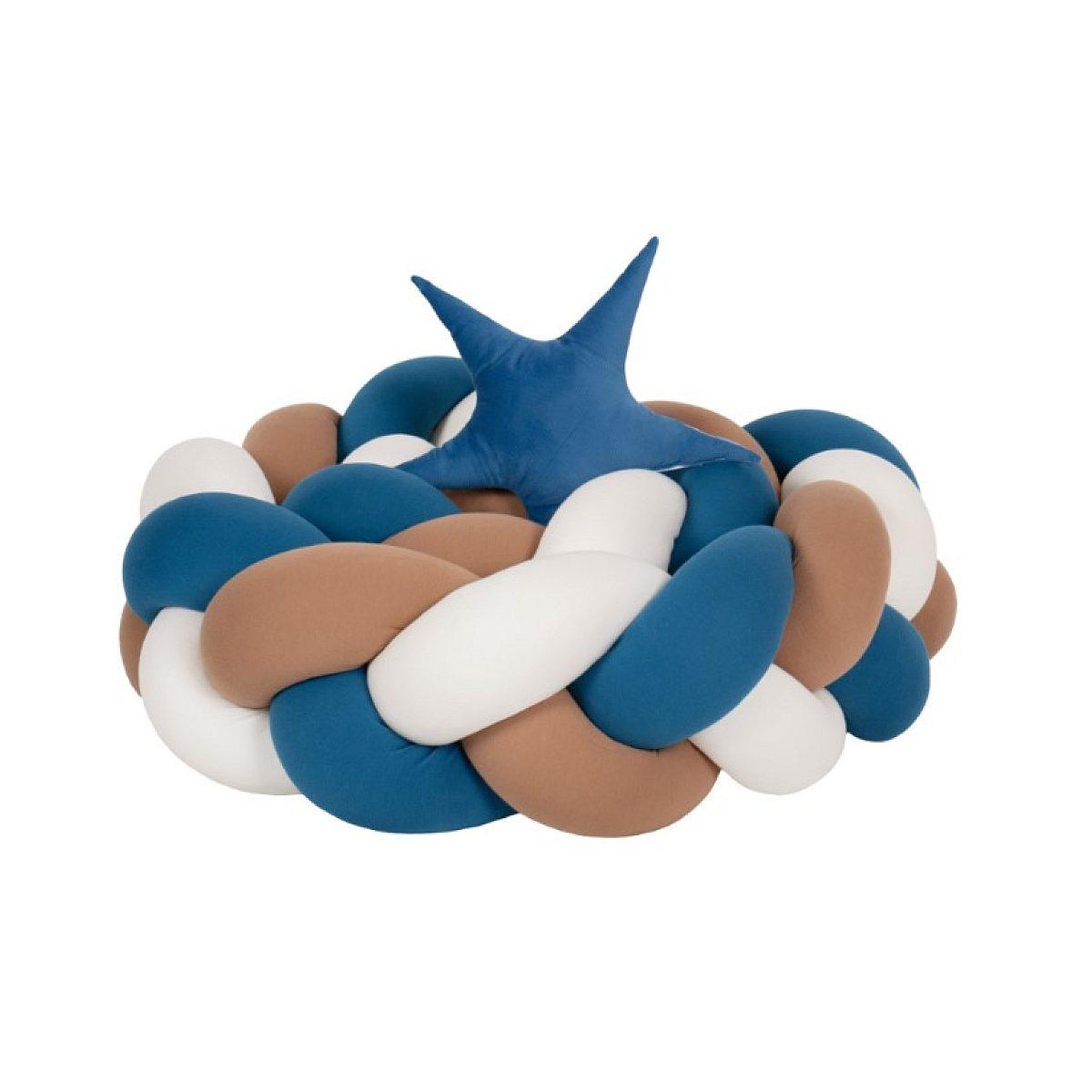 VELINDA Protection tressée lit bébé blanc bleu marron