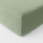 BATON ROUGE Drap housse 100% gaze de coton lavé vert givrée. Coloris disponibles : Vert