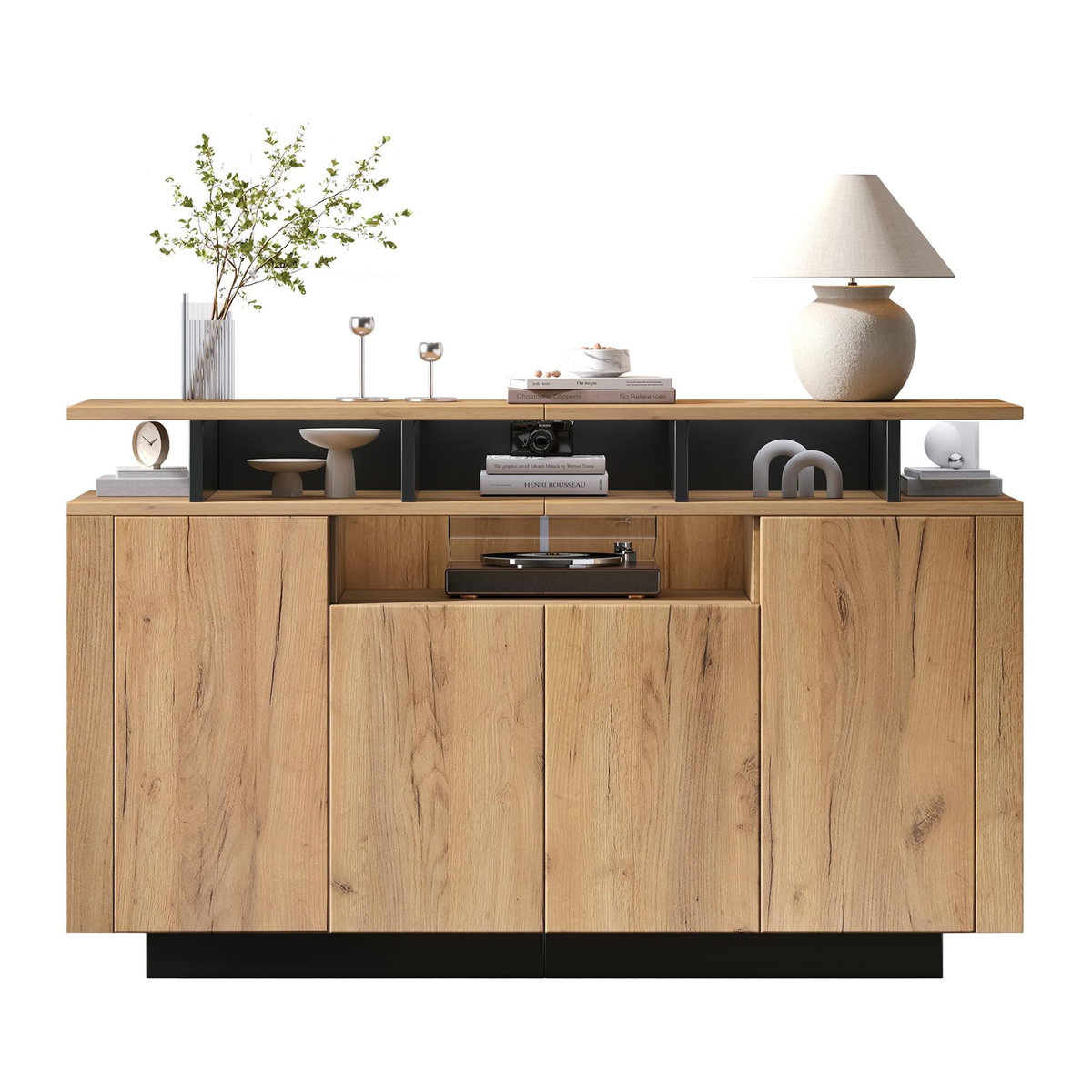 MERAX Buffet 4 porte(s) 0 tiroir(s) - 120 cm naturel panneau de particules