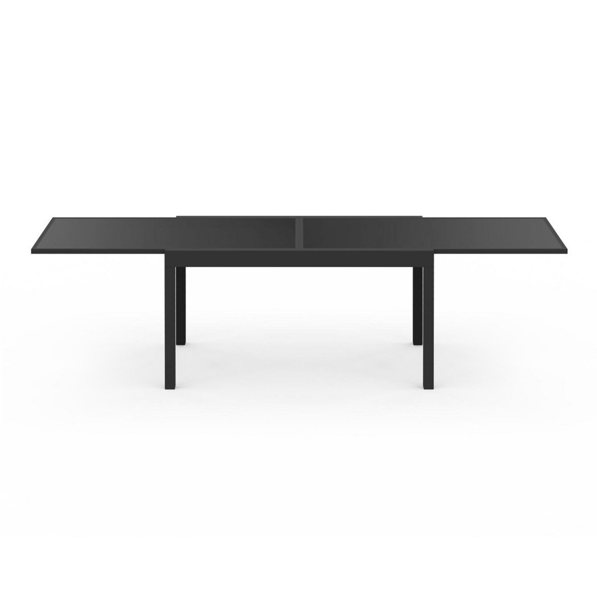 ID MARKET Salon de jardin MADRID table extensible 135-270 CM et 12 chaises empilables noir