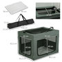 Voir la diapositive 3 : PAWHUT Sac de transport pliable pour chien chat - 2 poignées, 3 portes - dim. 89L x 62l x 62H cm - acier polyester gris