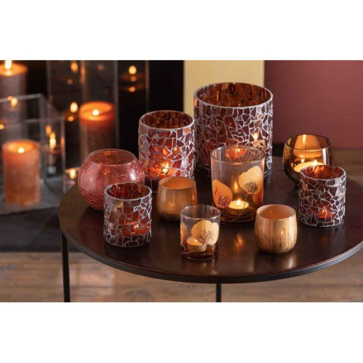 Paris Prix Photophore Design en Verre  Ido  16cm Marron