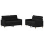 Voir la diapositive 2 : VIDAXL Ensemble de canapes 2 pcs avec coussins Noir Tissu