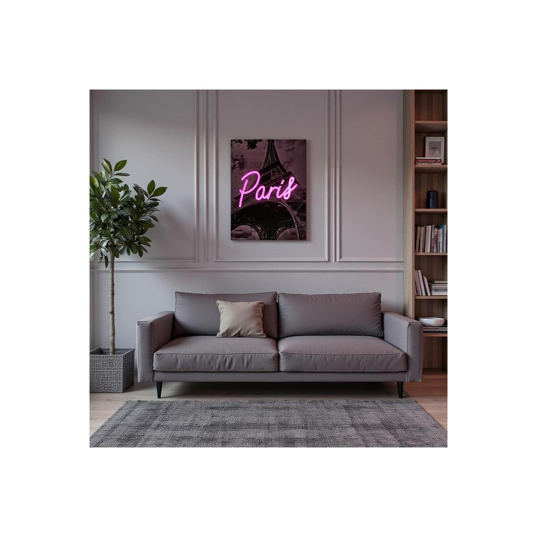 Voir la diapositive 4 : The Home Deco Factory Tableau led  paris  30x40cm noir & rose