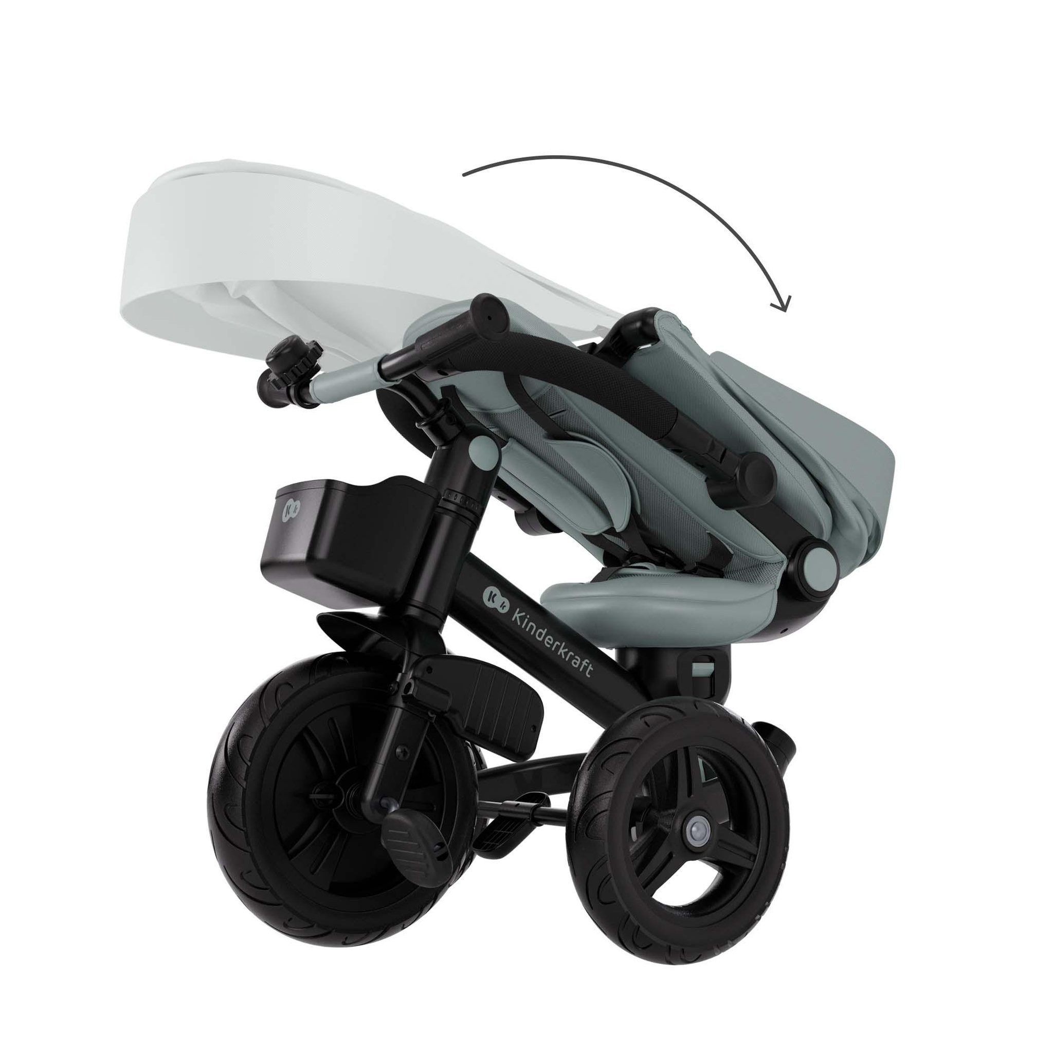 Voir la diapositive 5 : KINDERKRAFT Tricycle Kinderkraft AVEO 2 PLUS 6-en-1 évolutif, siège 360°, position allongée, canopy UPF50+, pliage rapide, Vert