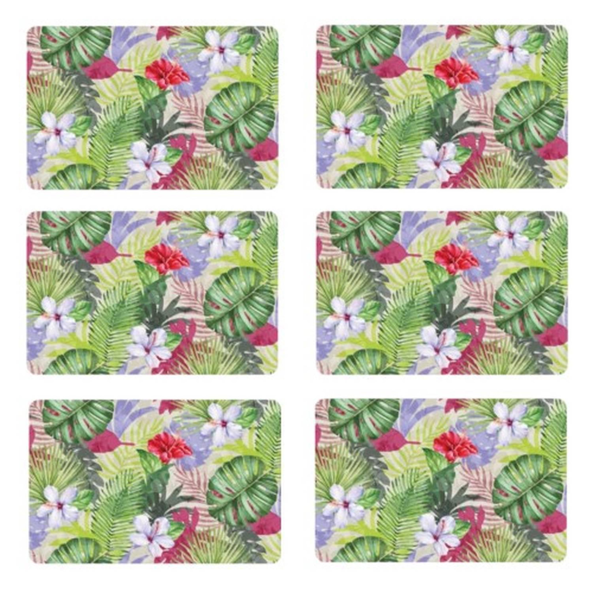 HABITABLE Lot de 6 sets de table Ibis - 28 x 43 cm - Vert