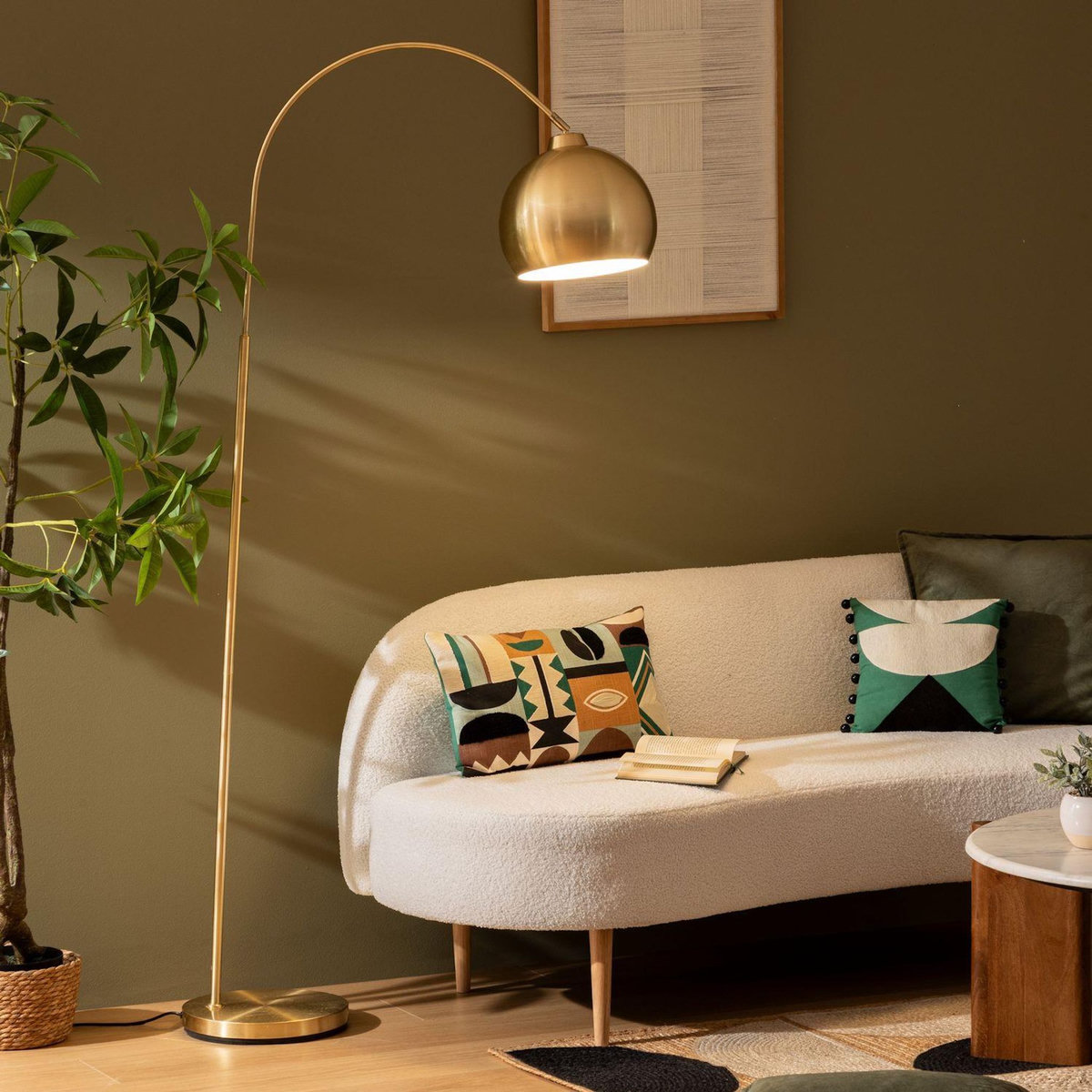 ATMOSPHERA Lampadaire arc en acier FLORIS - H. 177 cm - Doré