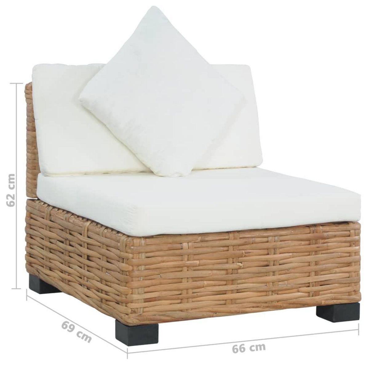 VIDAXL Canape sans accoudoirs avec coussins Rotin naturel