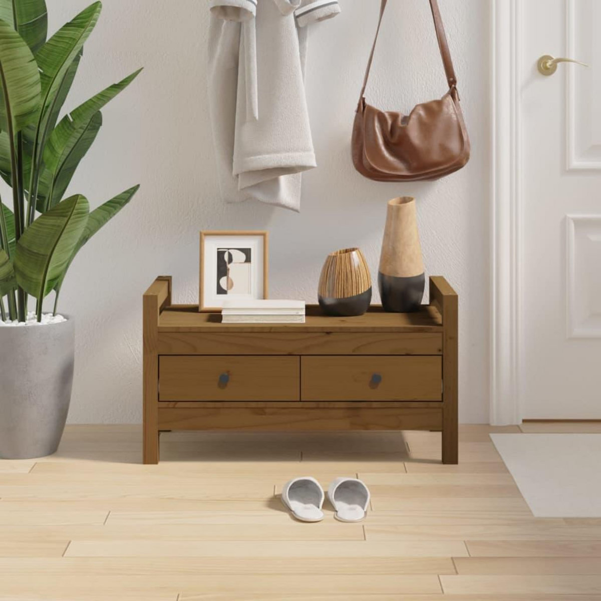 VIDAXL Banc d'entree Marron miel 80x40x43 cm Bois de pin massif