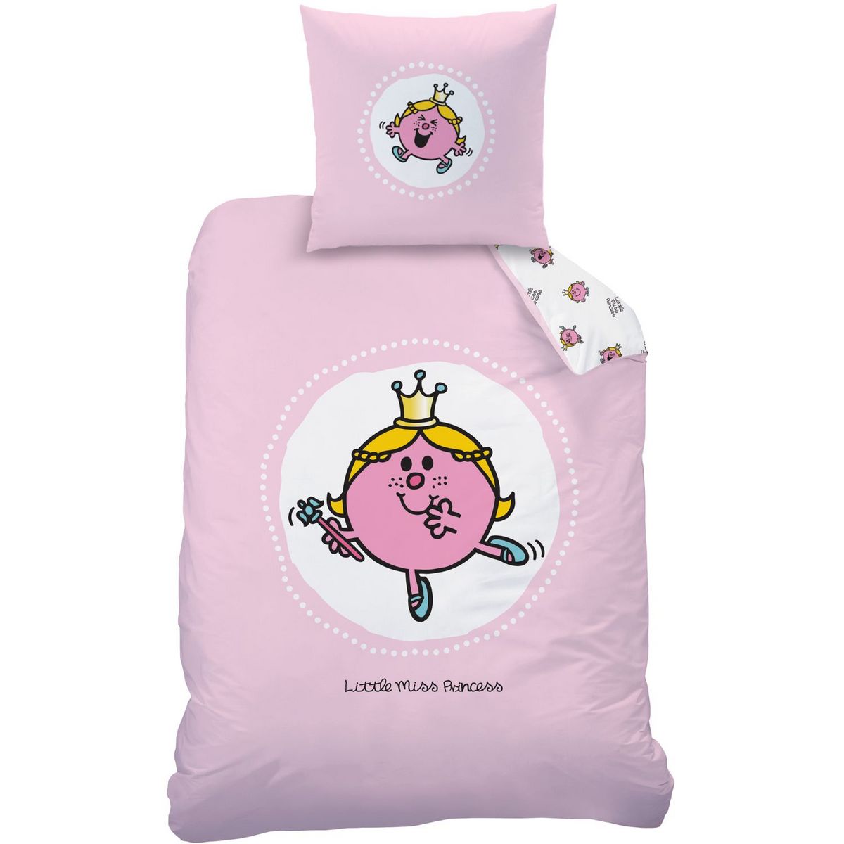 Monsieur Madame Drap housse enfant en coton 57 fils imprimé LITTLE MISS PRINCESS