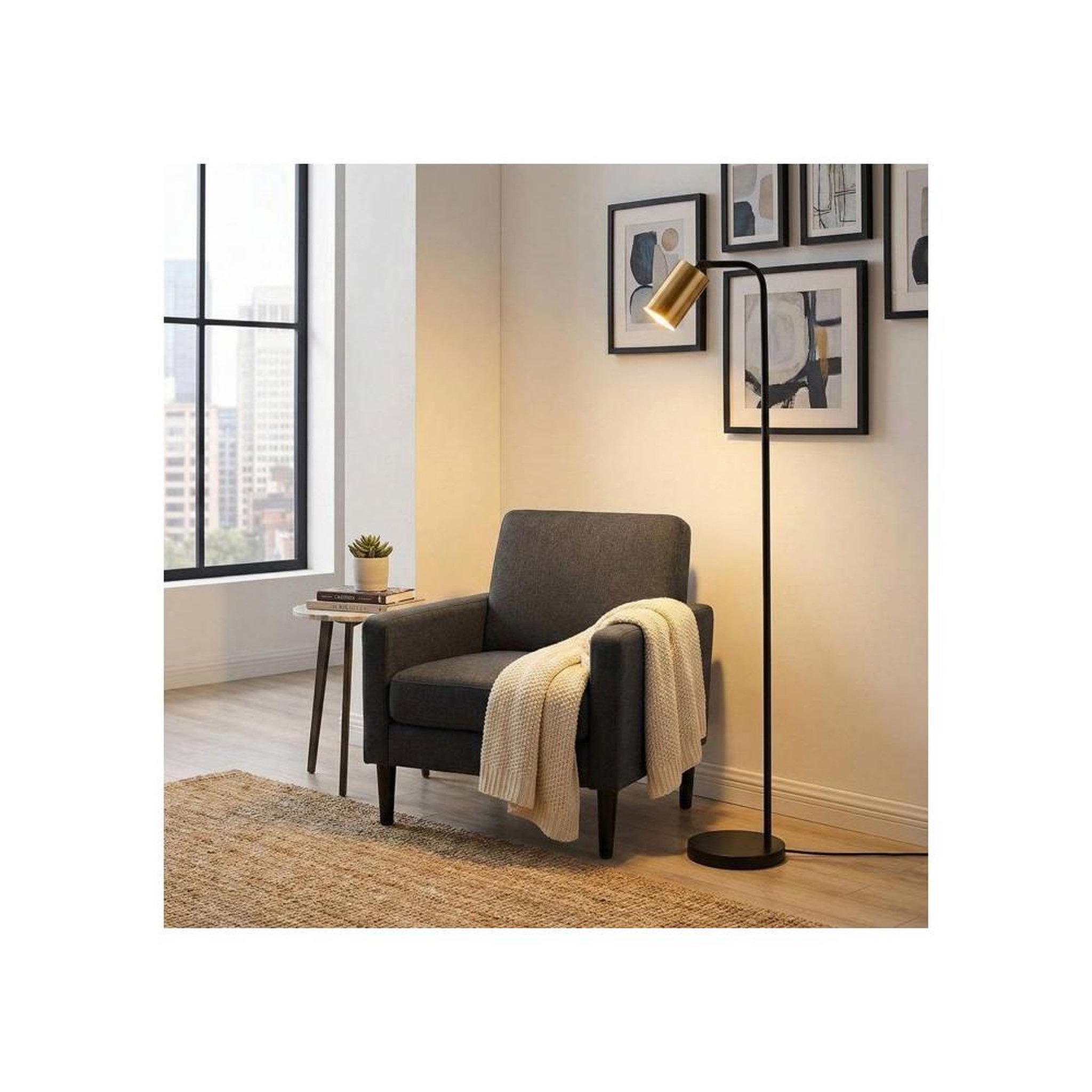 Voir la diapositive 5 : Lampe sur pied industrielle métal Emek 4081 noir vintage, abat-jour cylindrique, 120 cm, éclairage dirigé