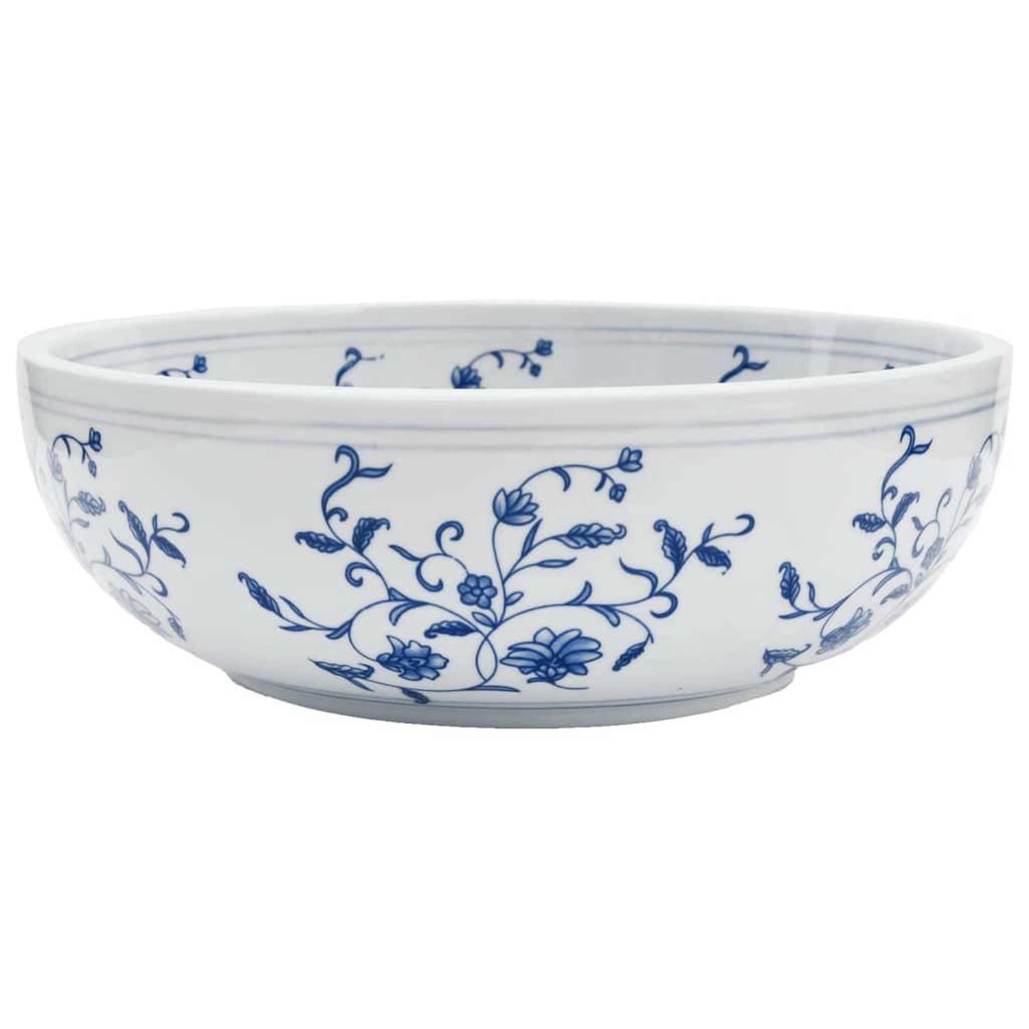 Voir la diapositive 2 : VIDAXL Vasque a poser blanc et bleu rond Φ41x14 cm ceramique