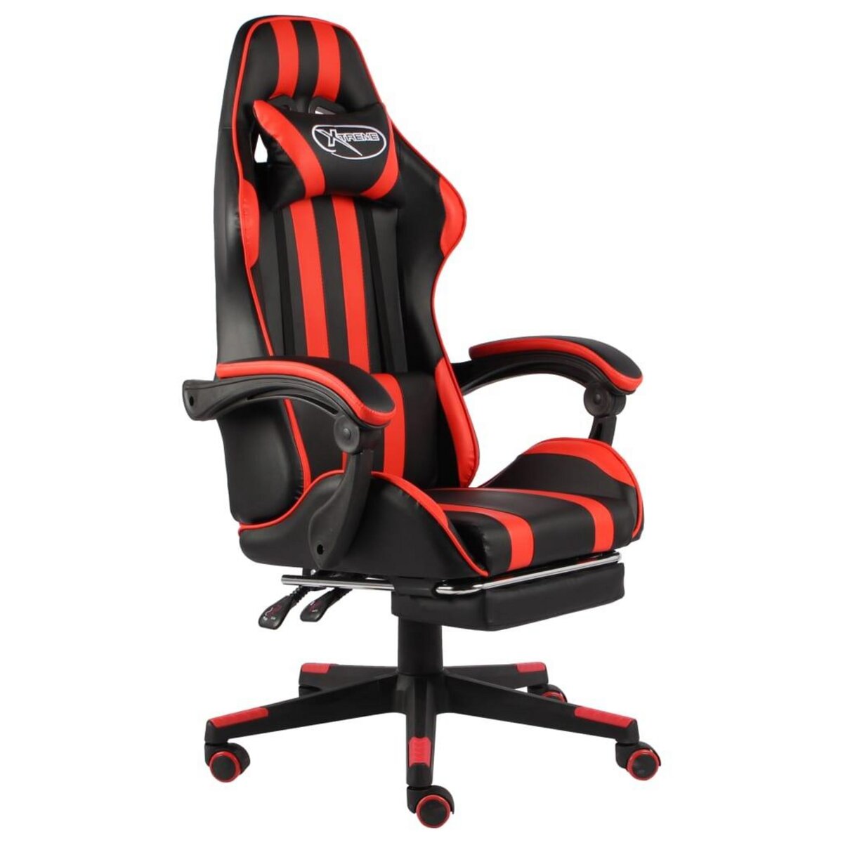 VIDAXL Fauteuil de jeux video et repose-pied Noir et rouge Similicuir