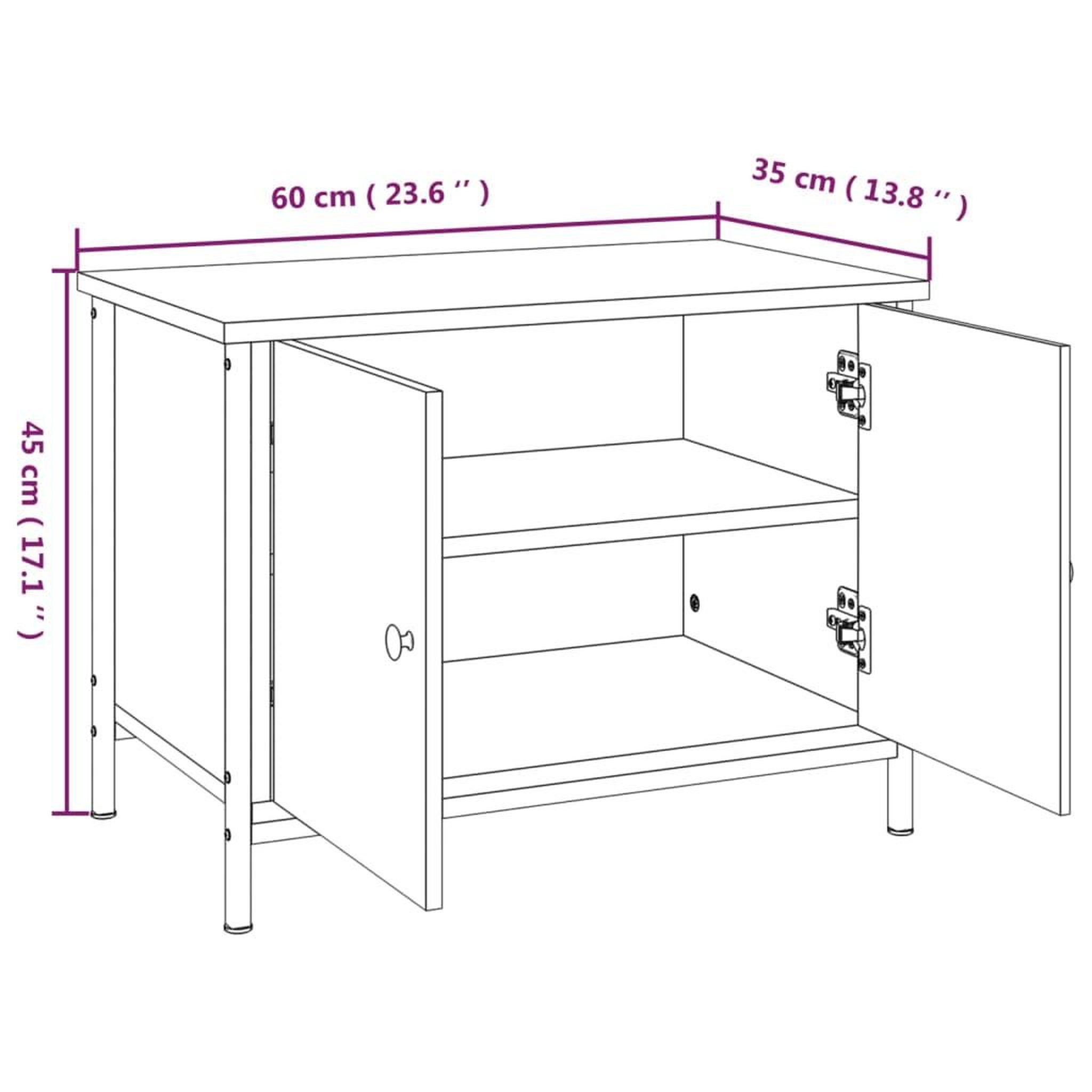 Voir la diapositive 6 : VIDAXL Meuble TV avec portes noir 60x35x45 cm bois d'ingenierie