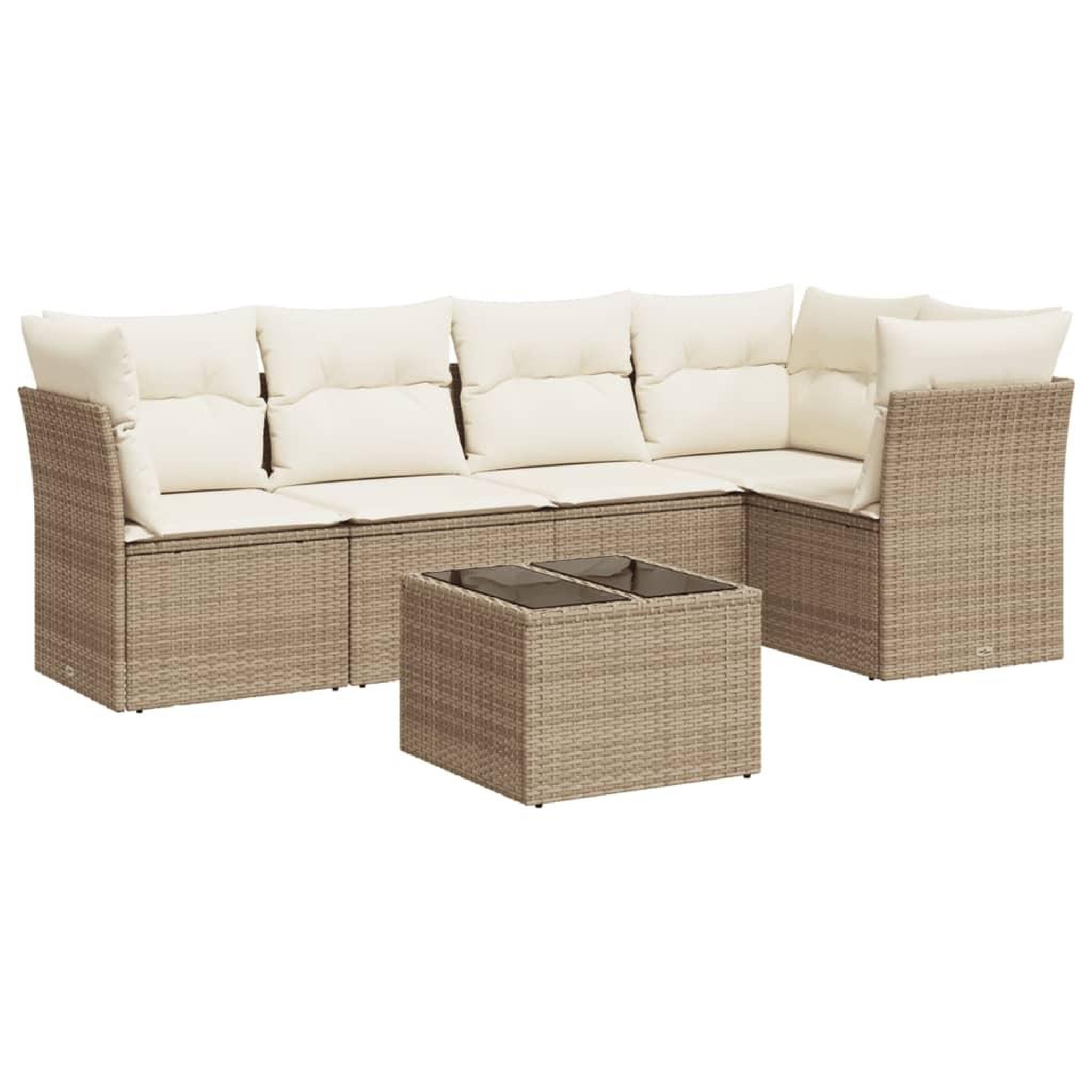 Voir la diapositive 2 : VIDAXL Salon de jardin avec coussins 6 pcs beige resine tressee