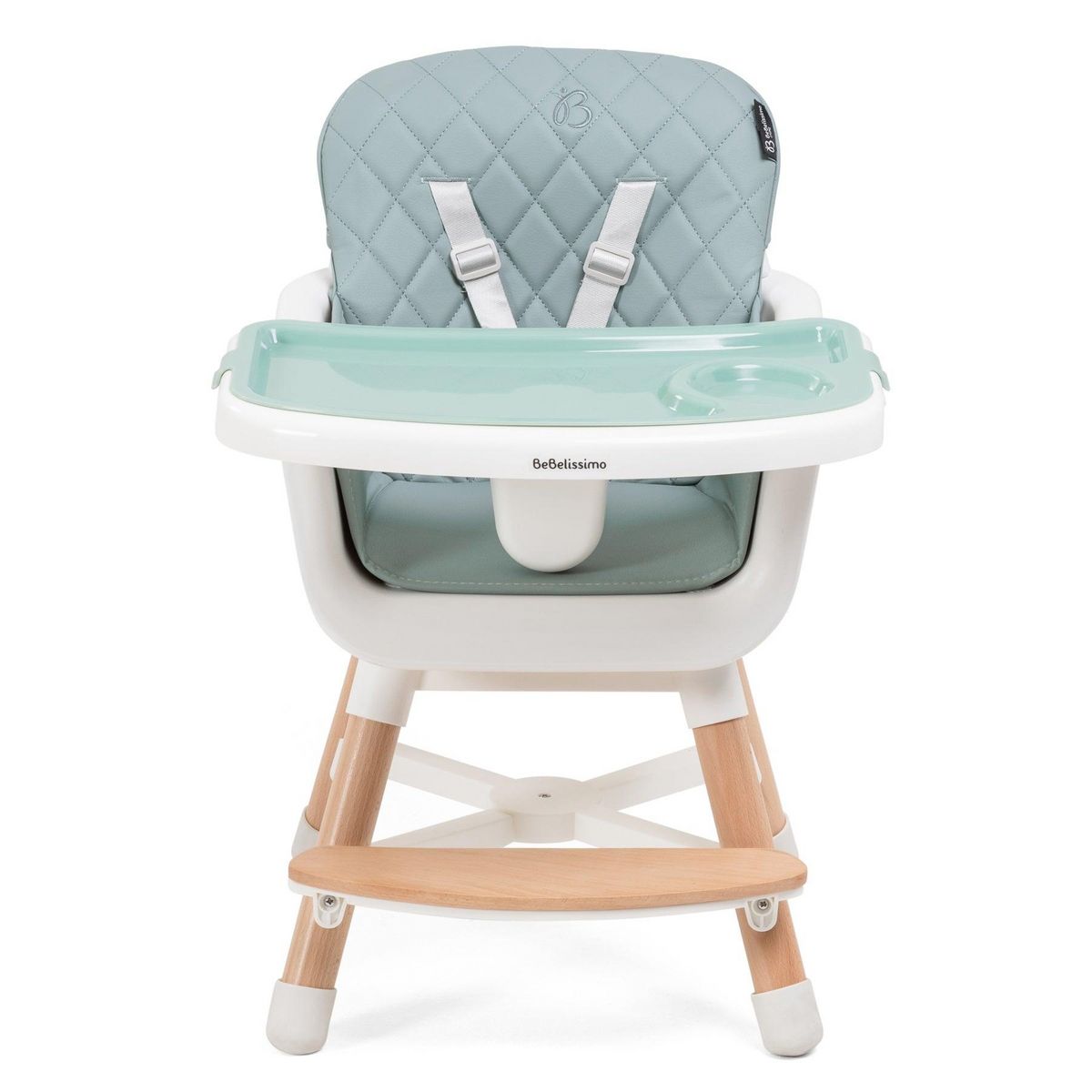 BEBELISSIMO Bebelissimo - Chaise haute 2 en 1 - Evolutive - Réglable - bois de Hêtre - PU cuir - vert -HA-032 - new design