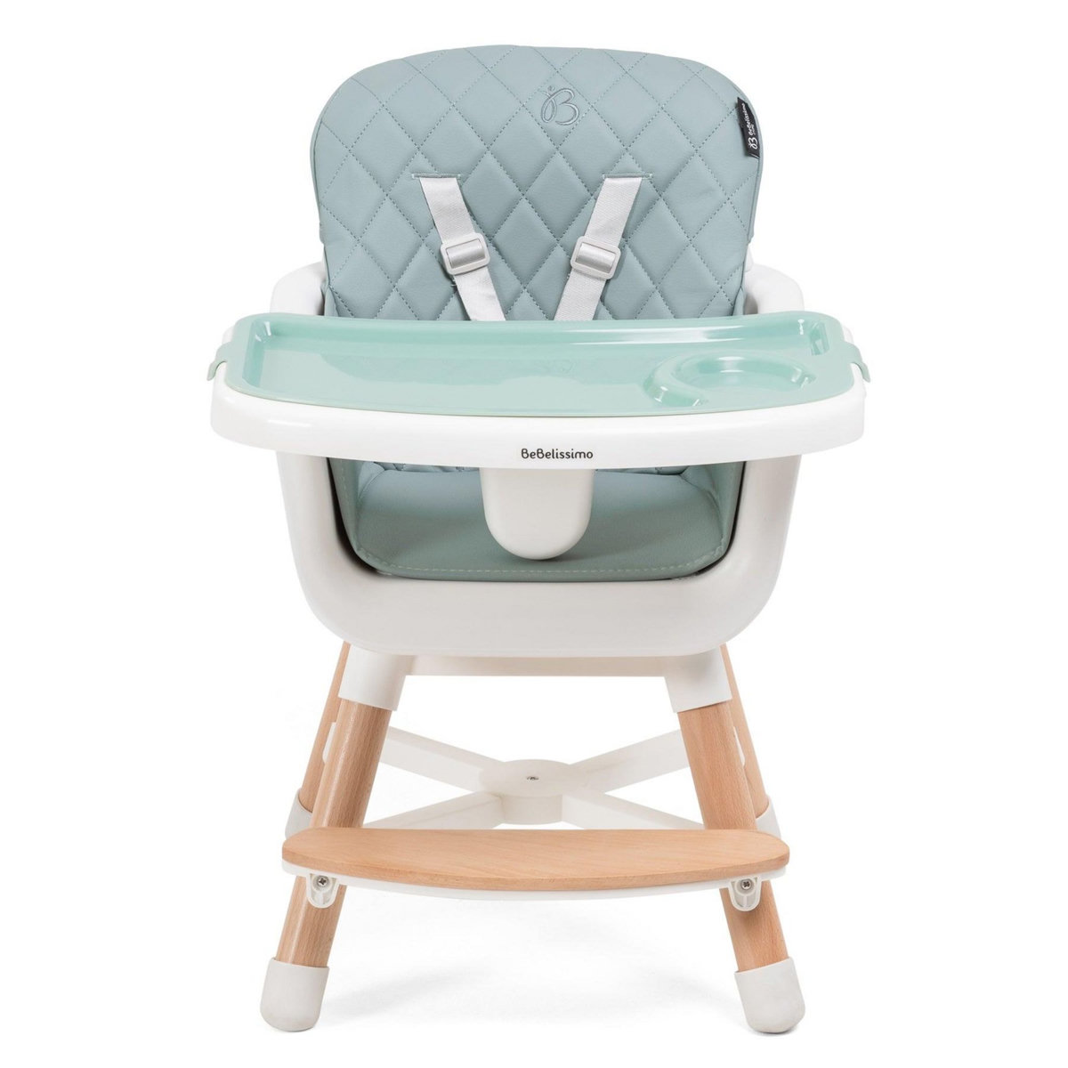 BEBELISSIMO Bebelissimo - Chaise haute 2 en 1 - Evolutive - Réglable - bois de Hêtre - PU cuir - vert -HA-032 - new design