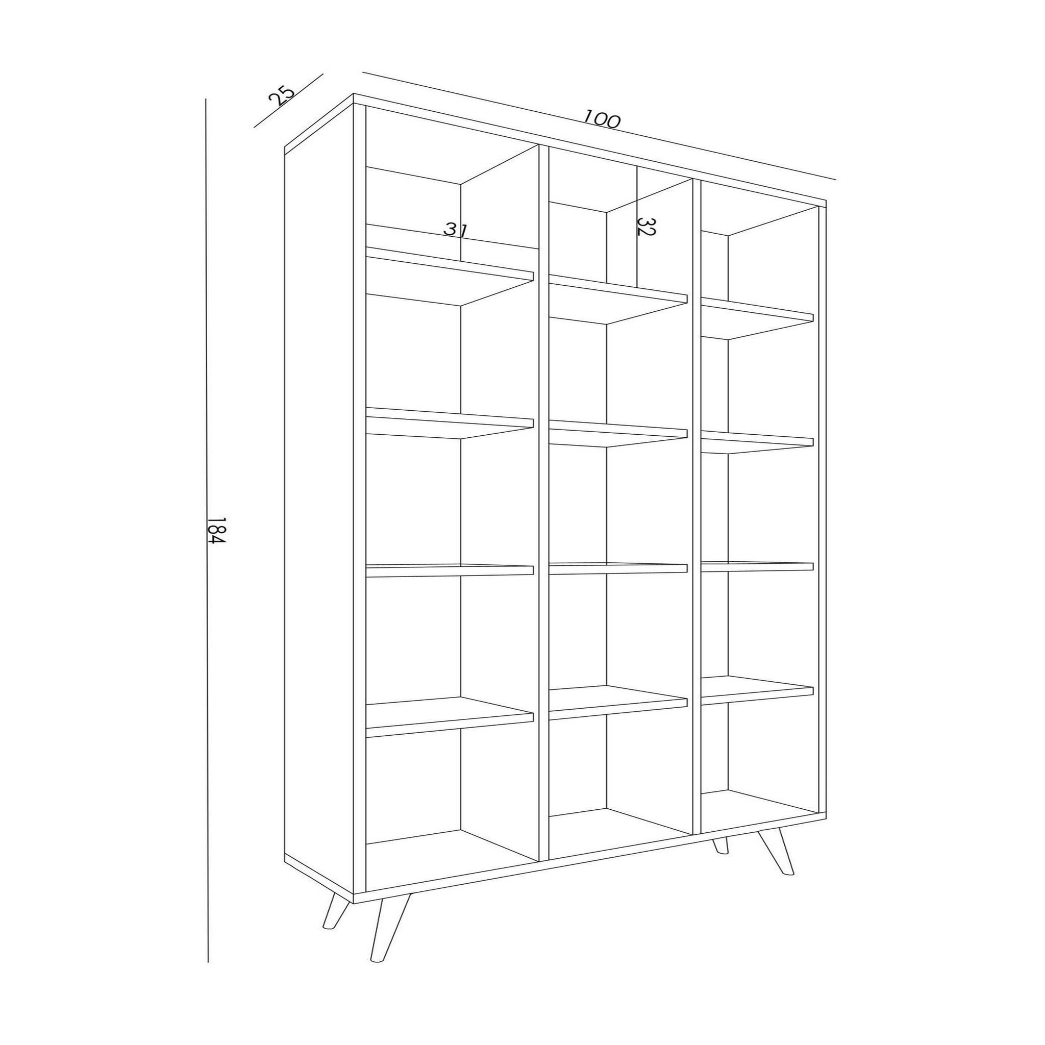 Voir la diapositive 4 : Habitat et Jardin Bibliothèque en bois  Zipa  100 x 25 x 184 cm - Chêne