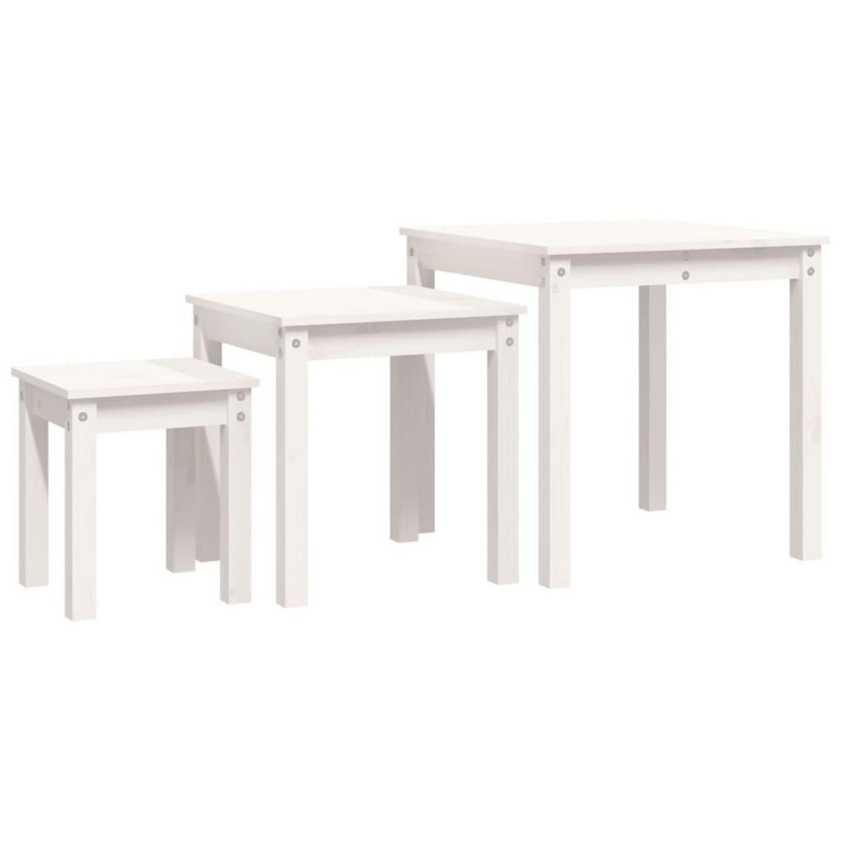 VIDAXL Tables gigognes 3 pcs Blanc Bois de pin massif