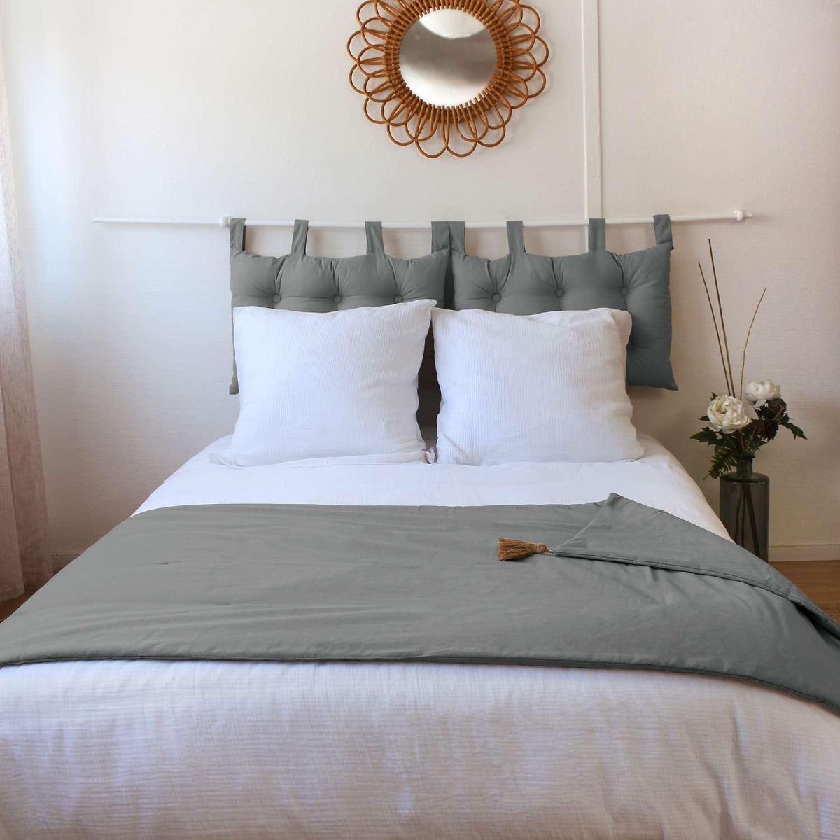 TOILINUX Edredon en coton avec pompons