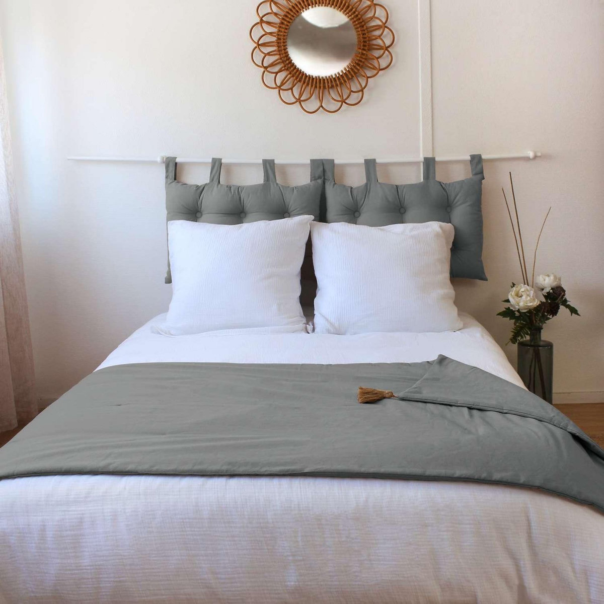 TOILINUX Edredon en coton avec pompons