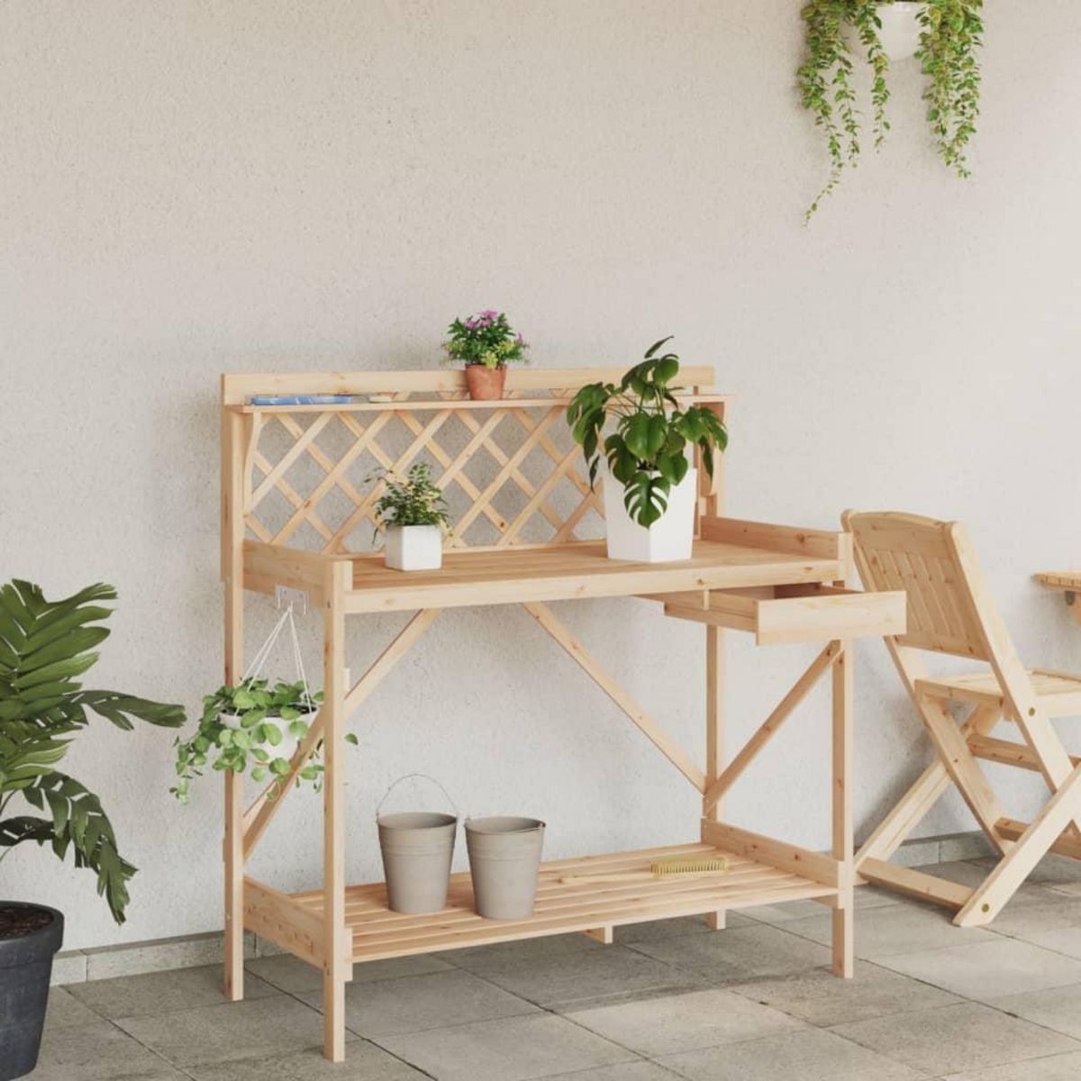 VIDAXL Banc de rempotage avec treillis bois massif de sapin