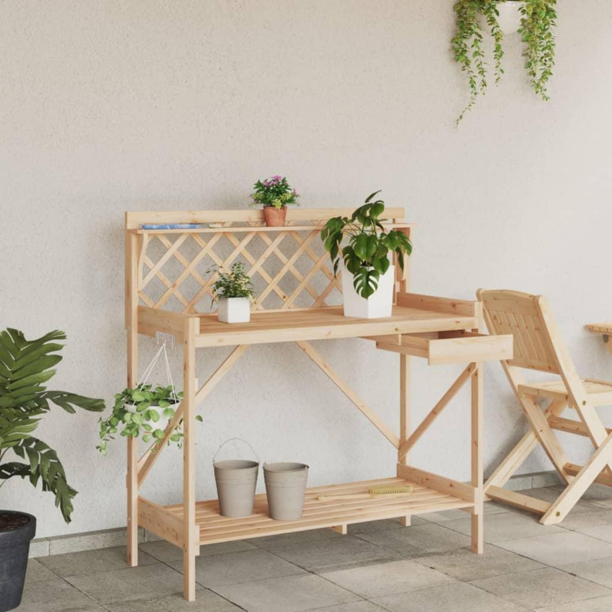 VIDAXL Banc de rempotage avec treillis bois massif de sapin