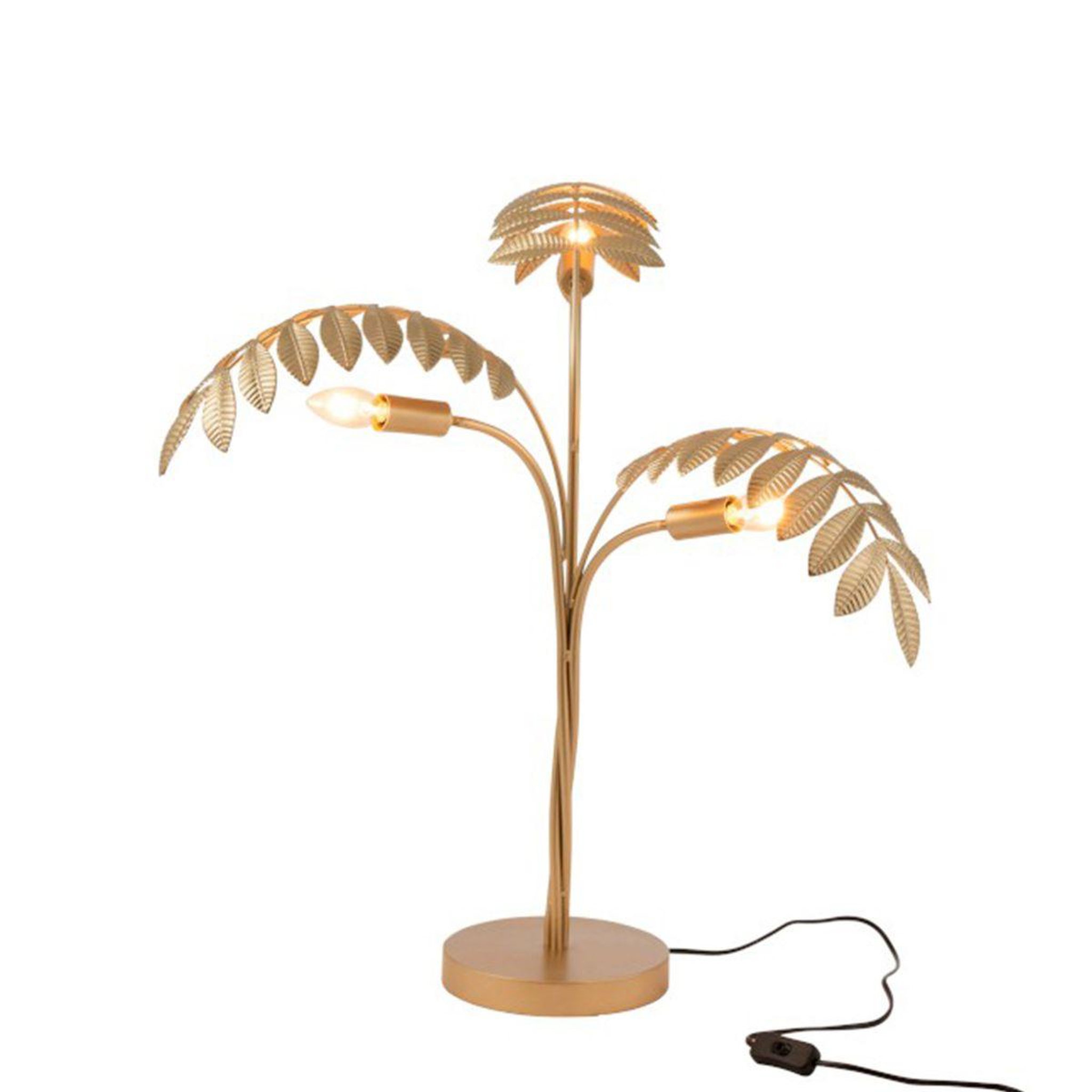 Voir la diapositive 2 : J-LINE Lampe à poser design  palmier  67cm or