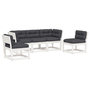 Voir la diapositive 2 : VIDAXL Salon de jardin 5 pcs avec coussins blanc bois massif de pin