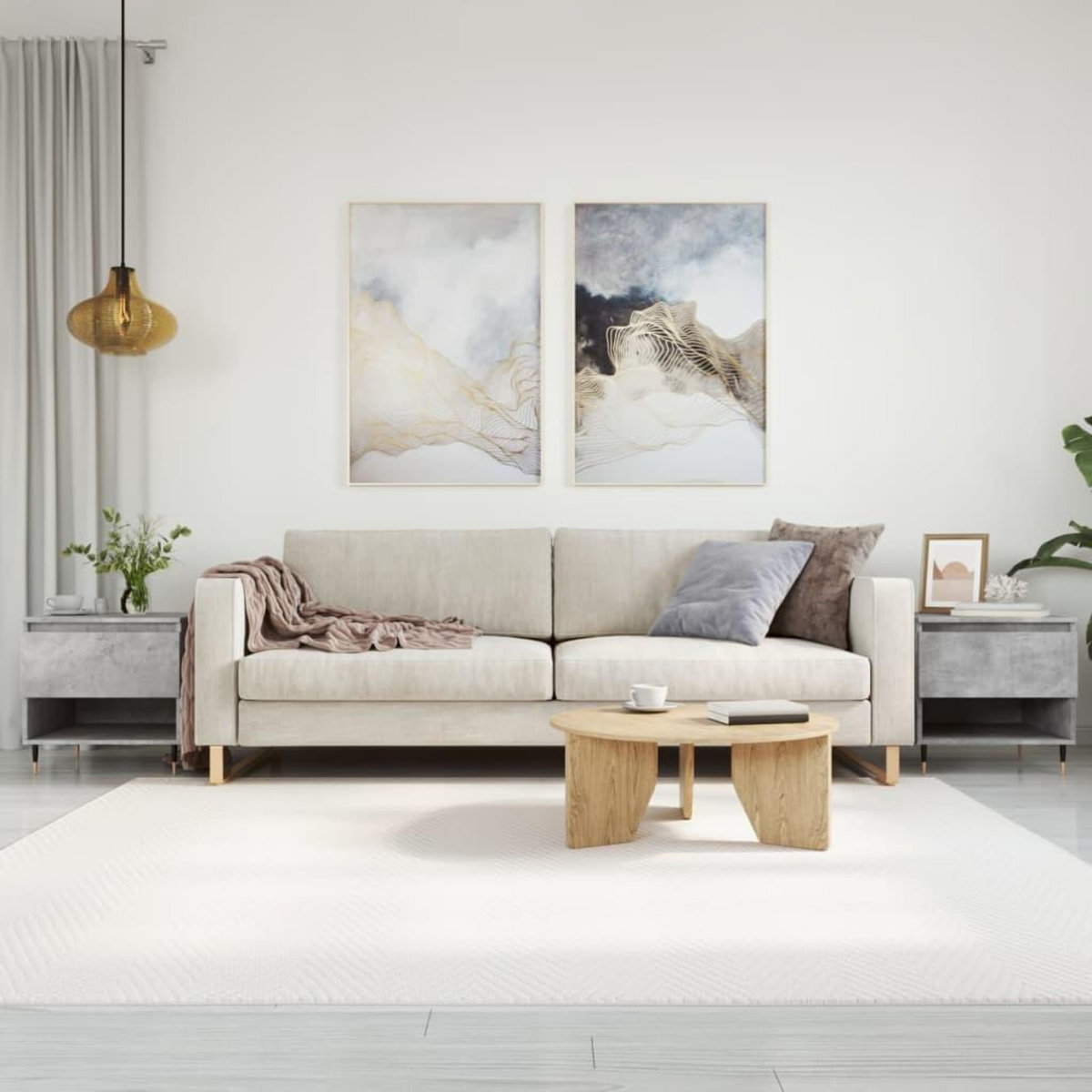 VIDAXL Tables basses 2 pcs gris beton 50x46x50 cm bois d'ingenierie