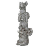 Paris Prix Statuette Déco en Résine  3 Éléphants  32cm Gris