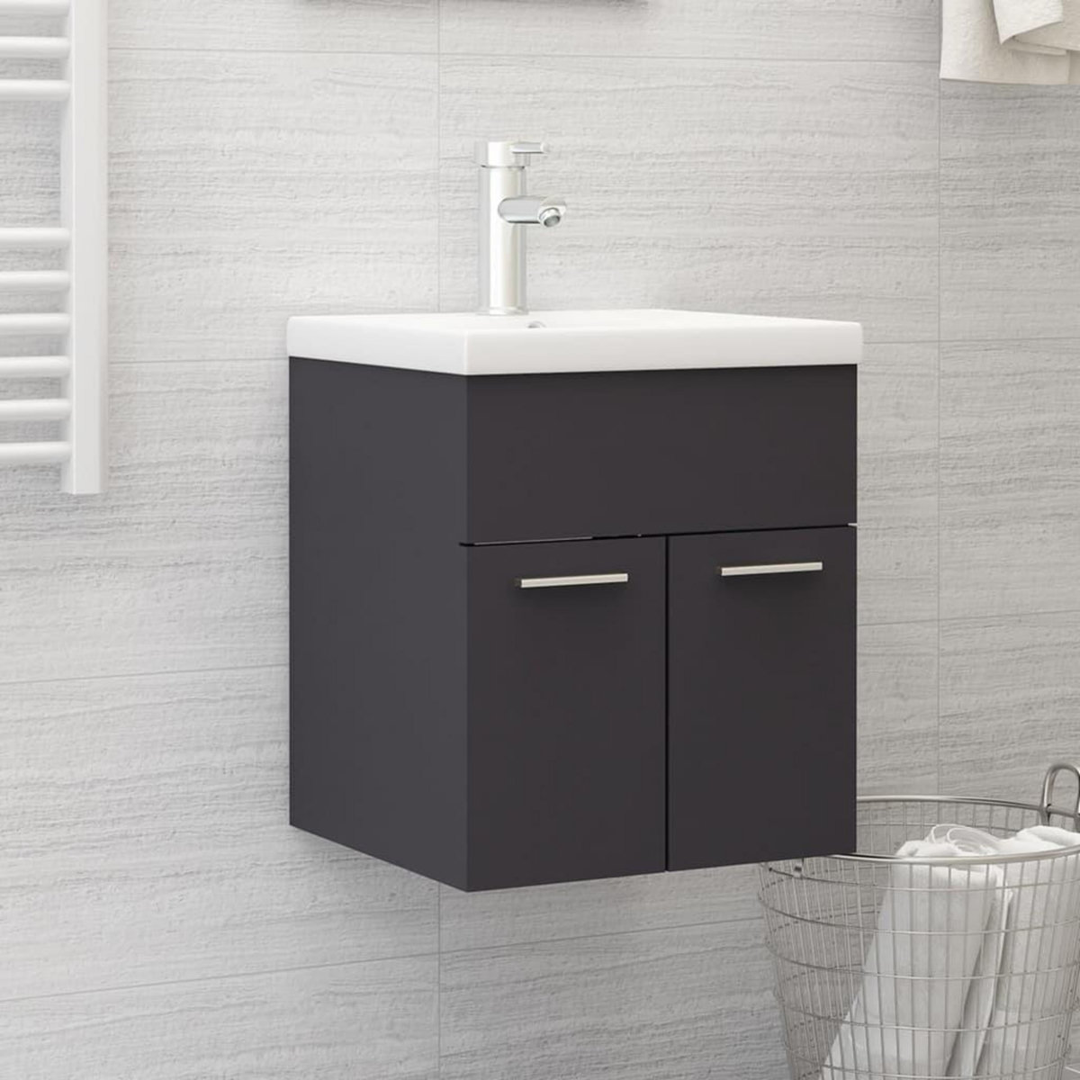 VIDAXL Armoire d'evier avec lavabo integre gris bois d'ingenierie