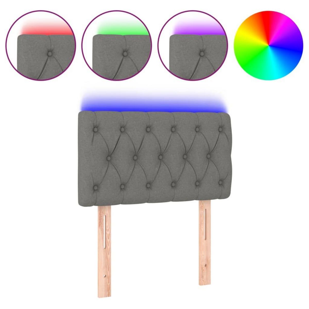 VIDAXL Tete de lit a LED Gris clair 80x7x78/88 cm Tissu