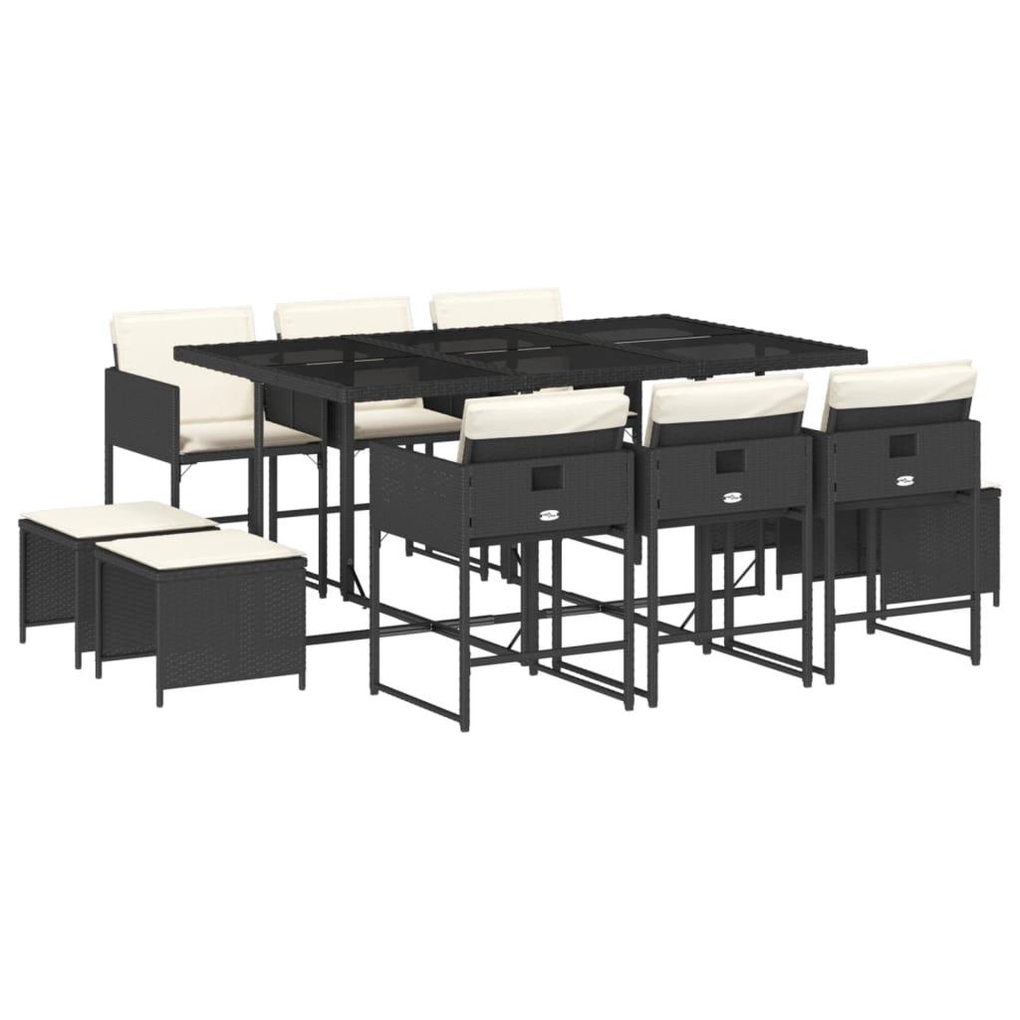 Voir la diapositive 2 : VIDAXL Ensemble a manger de jardin 11 pcs coussins noir resine tressee