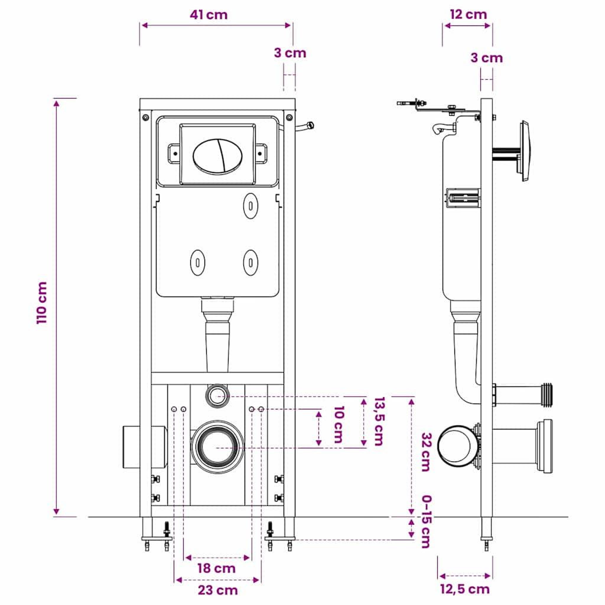 Voir la diapositive 6 : VIDAXL Reservoir encastre pour wc suspendu 11 l 41x14x(110-125) cm
