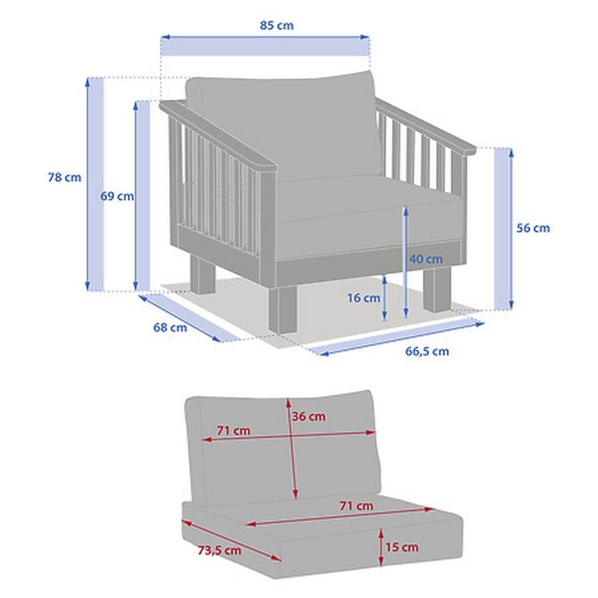 HESPERIDE Fauteuil de salon de jardin en bois XENIA - Marron