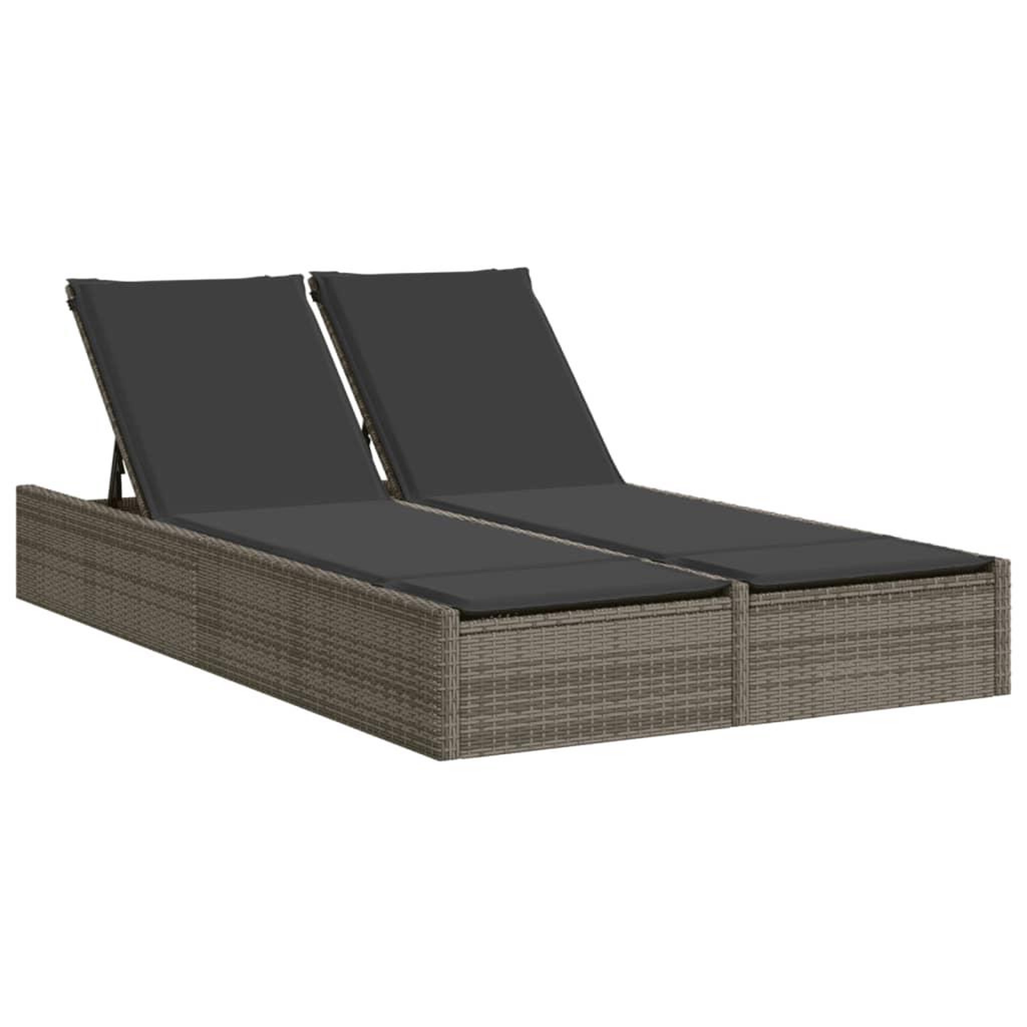 Voir la diapositive 2 : VIDAXL Chaise longue double avec coussins gris resine tressee