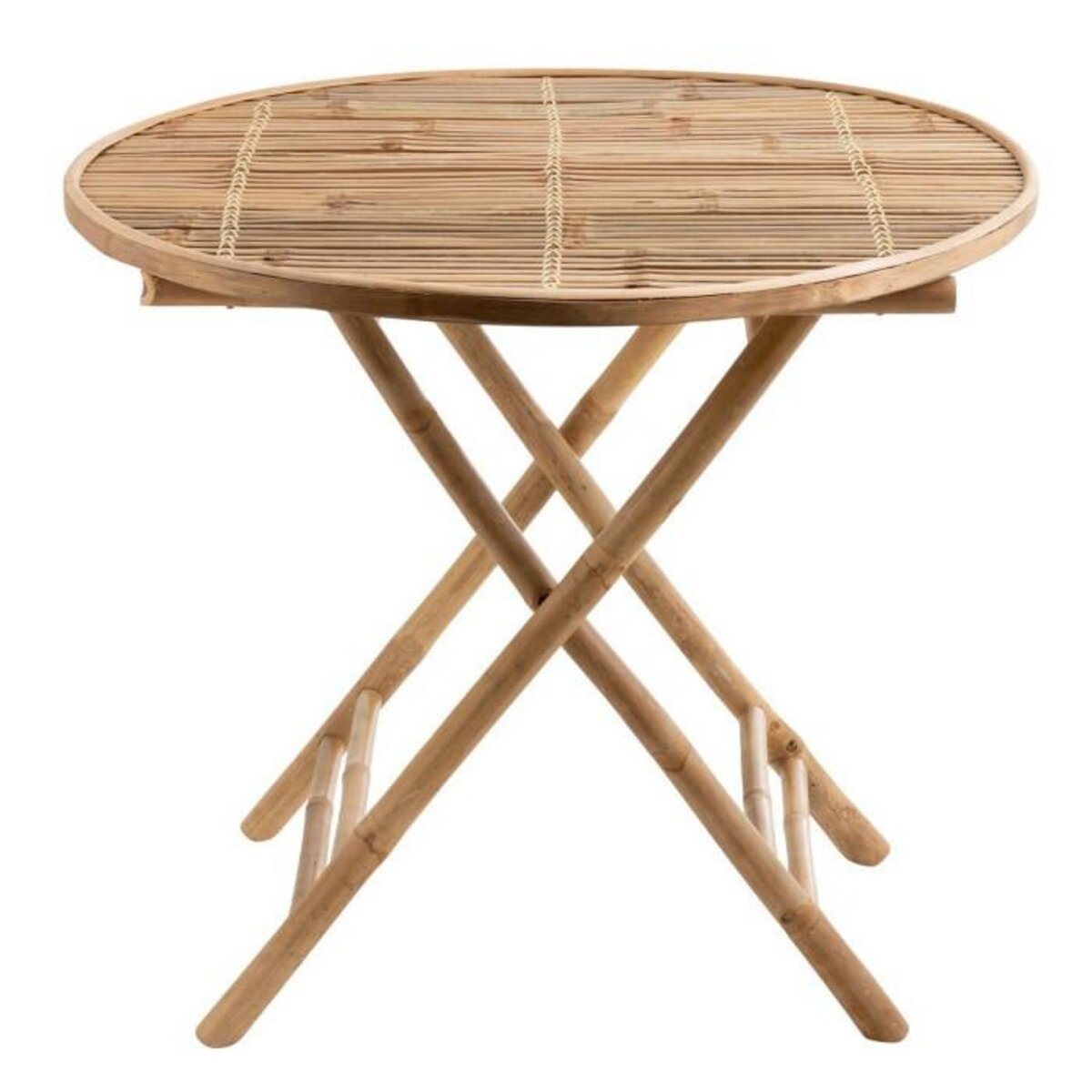 Paris Prix Table de Jardin Pliable  Bambou  90cm Naturel