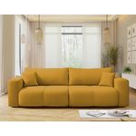 BEST MOBILIER Nicole - canapé droit 4 places convertible avec coffre en tissu. Coloris disponibles : Gris, Jaune, Orange, Marron, Beige