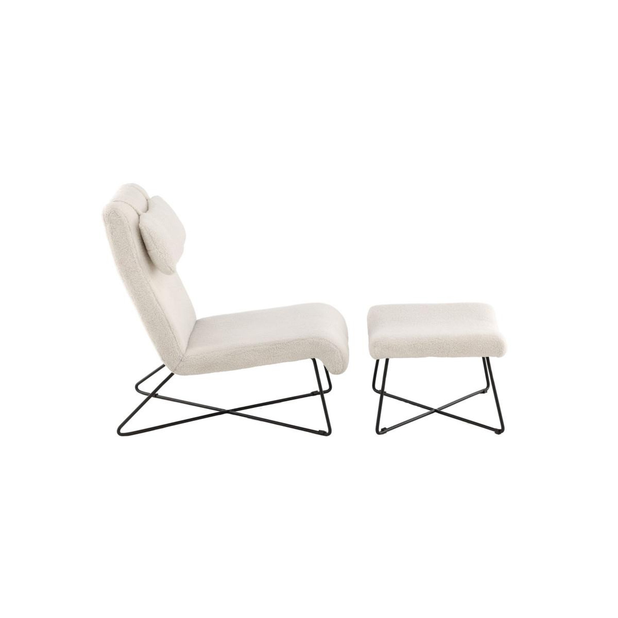 Voir la diapositive 2 : Paris Prix Fauteuil & pouf design bouclette  laconia  88cm blanc