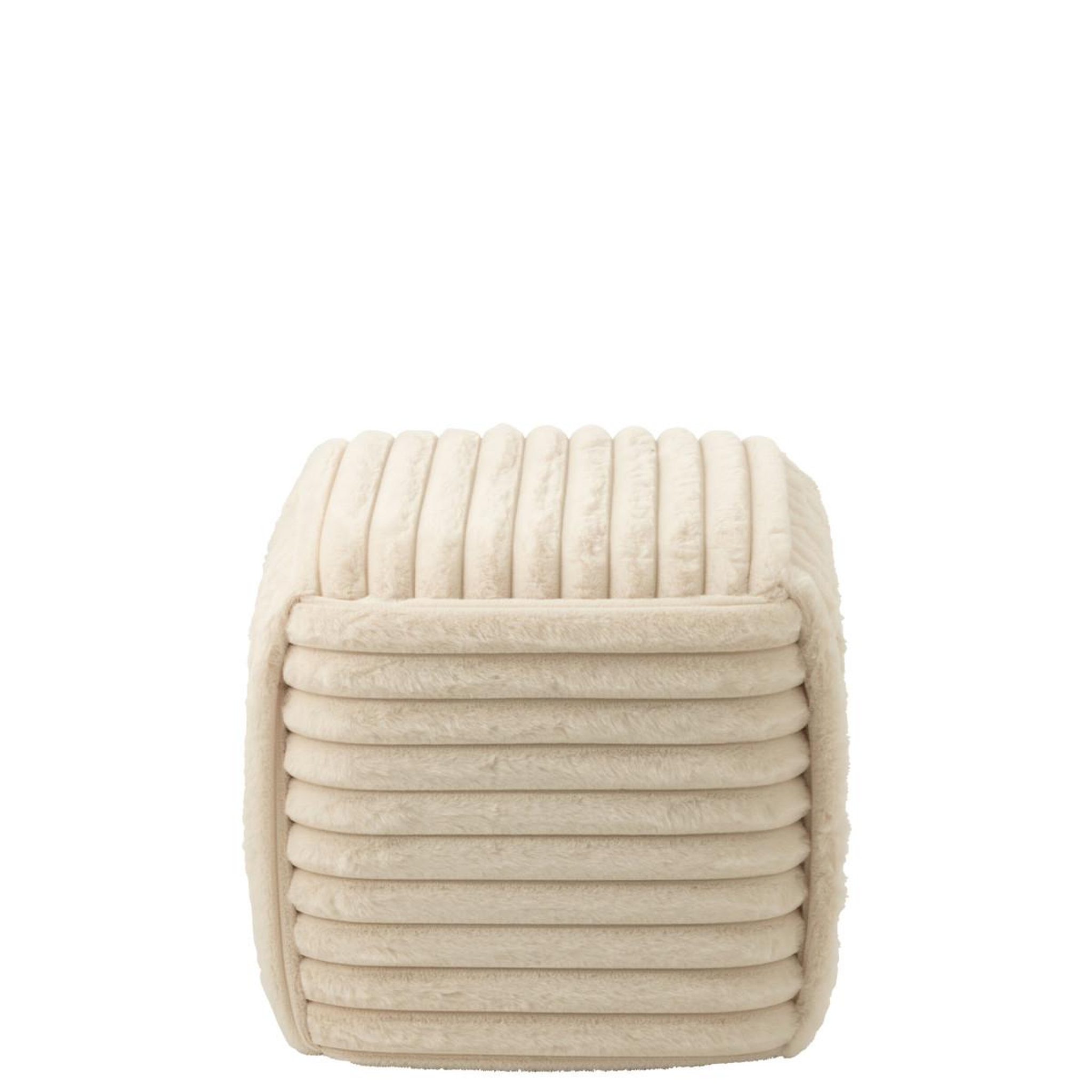 Voir la diapositive 2 : J-LINE Pouf carré côtelé  nuage  45cm beige