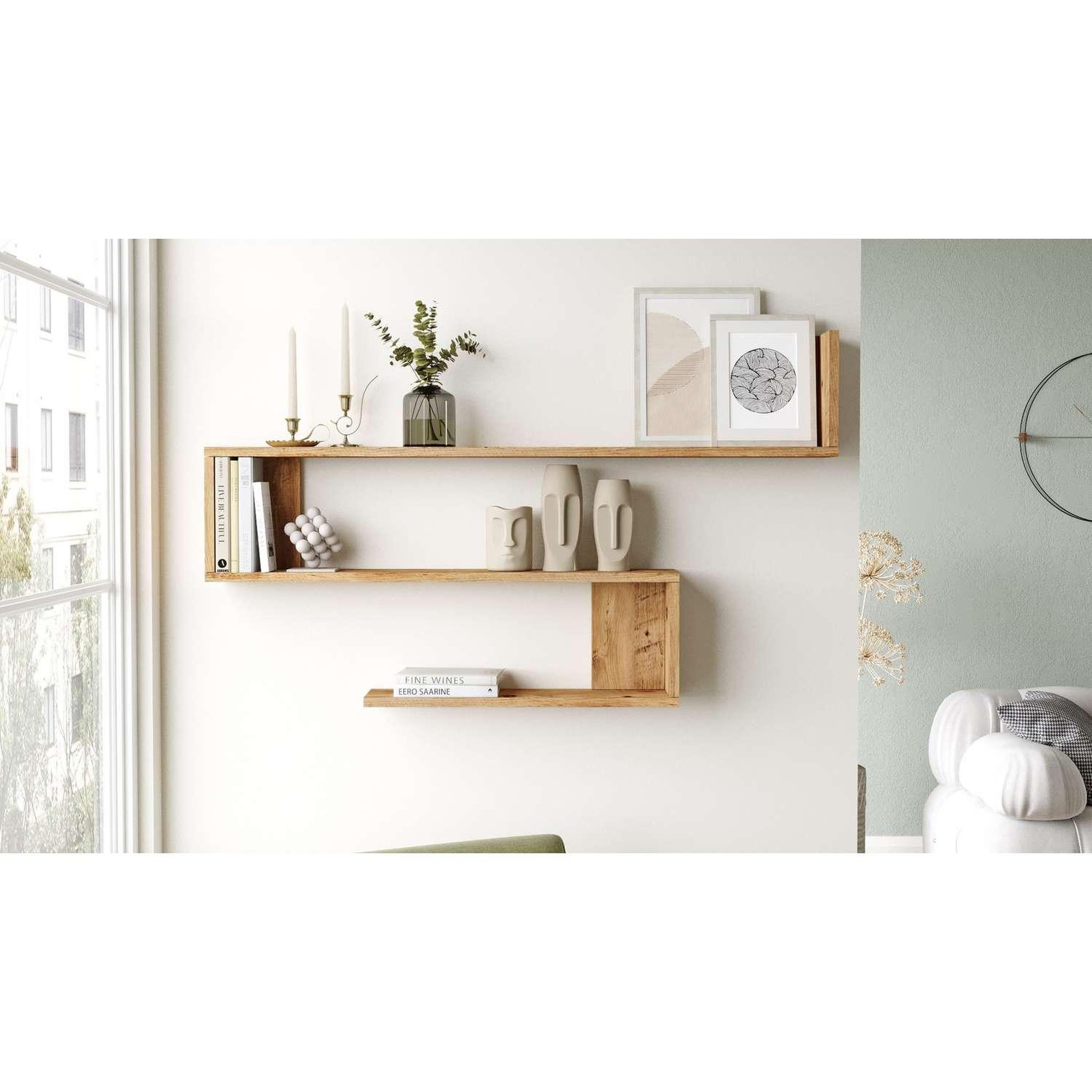Voir la diapositive 6 : TOILINUX Etagère murale 3 tablettes oscillia en bois