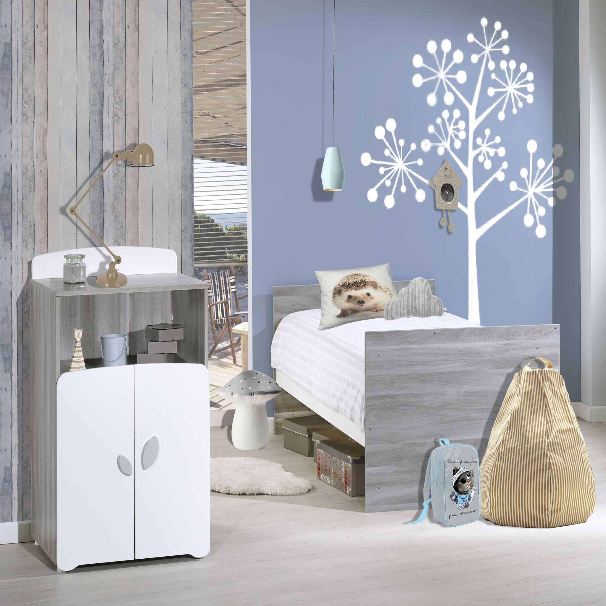 Voir la diapositive 3 : BABY PRICE Lit bébé combiné 60 x120 cm évolutif  en 90x190 cm NEW LEAF