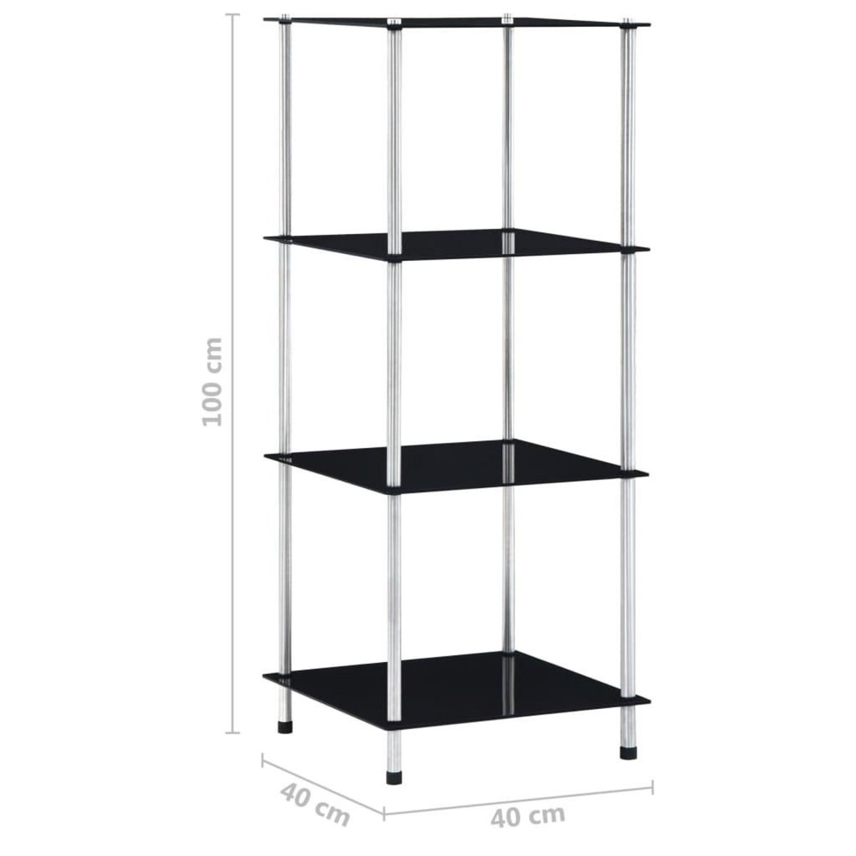 VIDAXL Etagere 4 niveaux Noir 40x40x100 cm Verre trempe