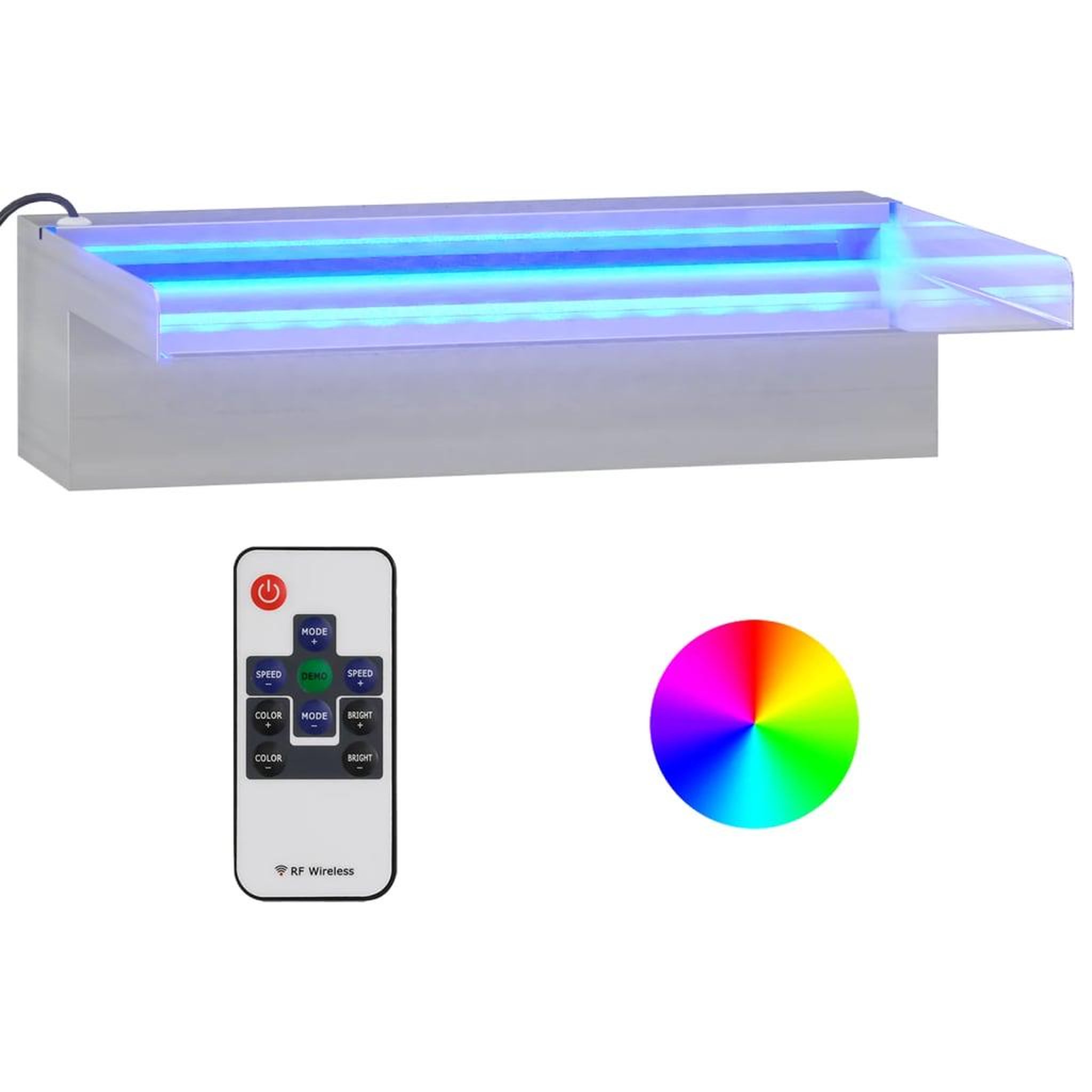 Voir la diapositive 2 : VIDAXL Deversoir pour cascade avec LED RVB Inox 30 cm
